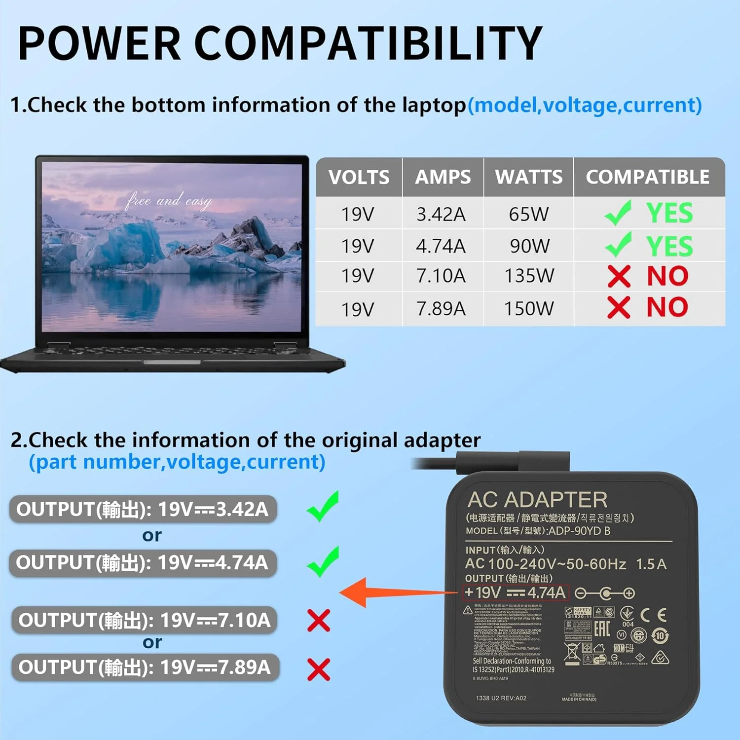 شارژر لپ تاپ 90 واتی سازگار با Asus Rog Strix PG279Q PG279 PG279QZ XG27UQ PG259QN TUF Gaming VG27AQ VG32VQR VG35VQ Vivo AiO V230I V230IC ADP-90LE B آداپتور برق شارژر لپ تاپ 90 واتی سازگار با Asus Rog Strix PG279Q PG279 PG279QZ XG27UQ PG259QN TUF Gaming VG27AQ VG32VQR VG35VQ Vivo AiO V230I V230IC ADP-90LE B آداپتور برق
