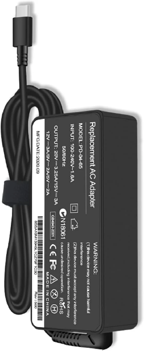 شارژر 65 واتی TPYE-C برای شارژر لپتاپ USB-C، جایگزین برای Lenovo Thinkpad/Yoga، Dell Chromebook 3100، Latitude 5420، Asus، Samsung، Acer، Google Series Type C Power Cord(SF-202325) شارژر 65 واتی TPYE-C برای شارژر لپتاپ USB-C، جایگزین برای Lenovo Thinkpad/Yoga، Dell Chromebook 3100، Latitude 5420، Asus، Samsung، Acer، Google Series Type C Power Cord(SF-202325)