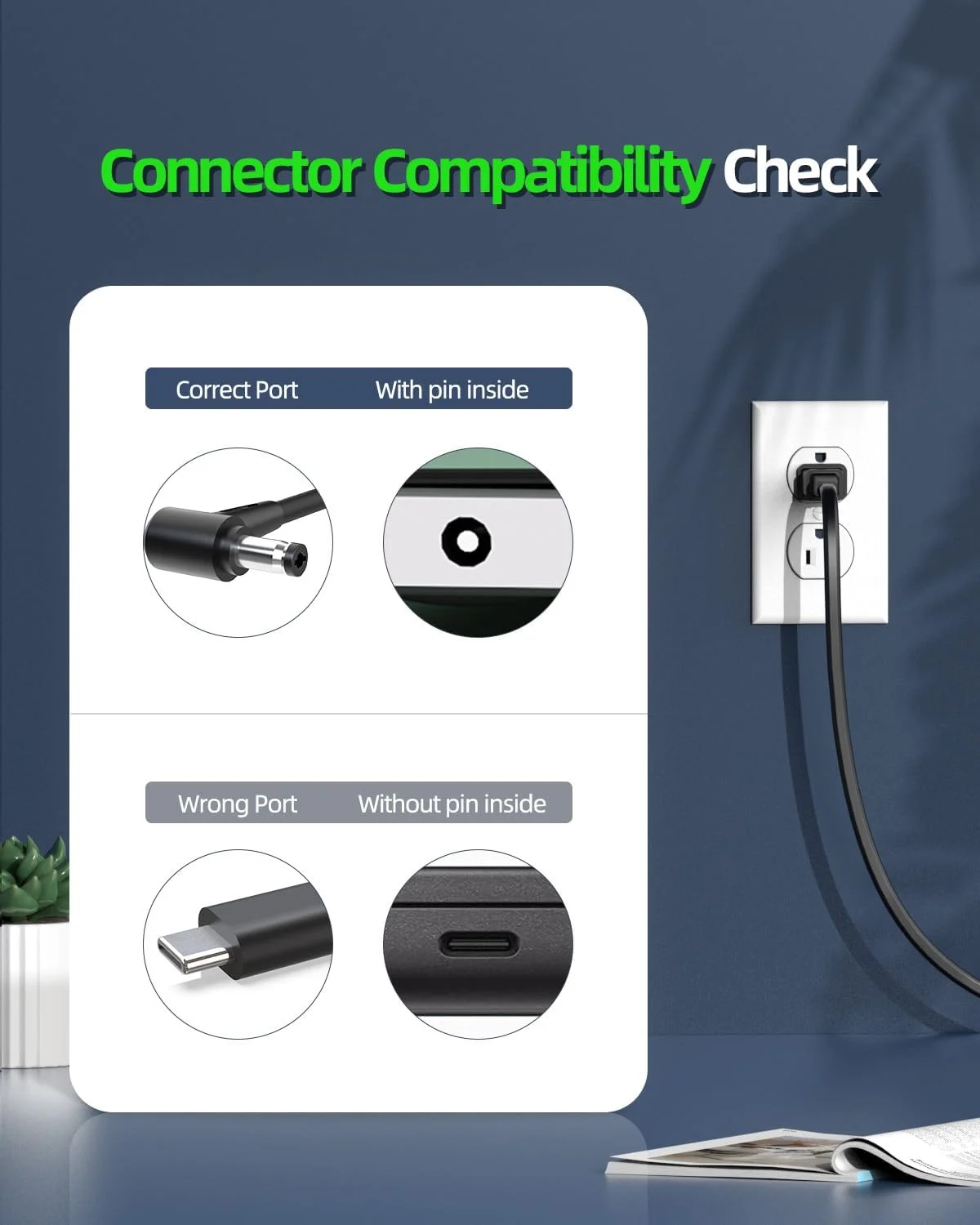 شارژر 65 واتی جایگزین برای ایسوس ADP-40KD BB (سازگار با 40 وات)، PA-1650-01، ADP-65JH BB، N65W-03، EXA0703YH، PA-1650-66، SADP-65NB AB آداپتور برق لپ تاپ