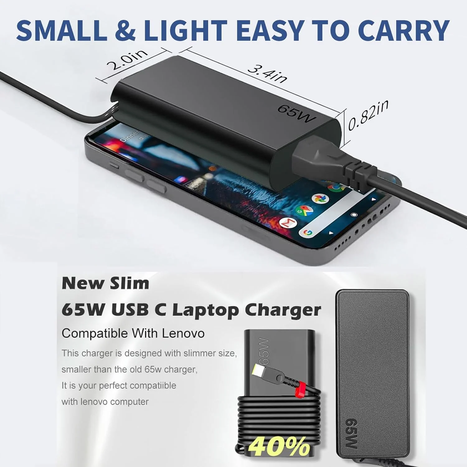 شارژر لپ تاپ باریک 65 واتی USB C سازگار با Lenovo Thinkpad/Yoga/Chromebook، آداپتور AC نوع C برای کامپیوتر Lenovo به همراه سیم برق شارژر لپ تاپ باریک 65 واتی USB C سازگار با Lenovo Thinkpad/Yoga/Chromebook، آداپتور AC نوع C برای کامپیوتر Lenovo به همراه سیم برق