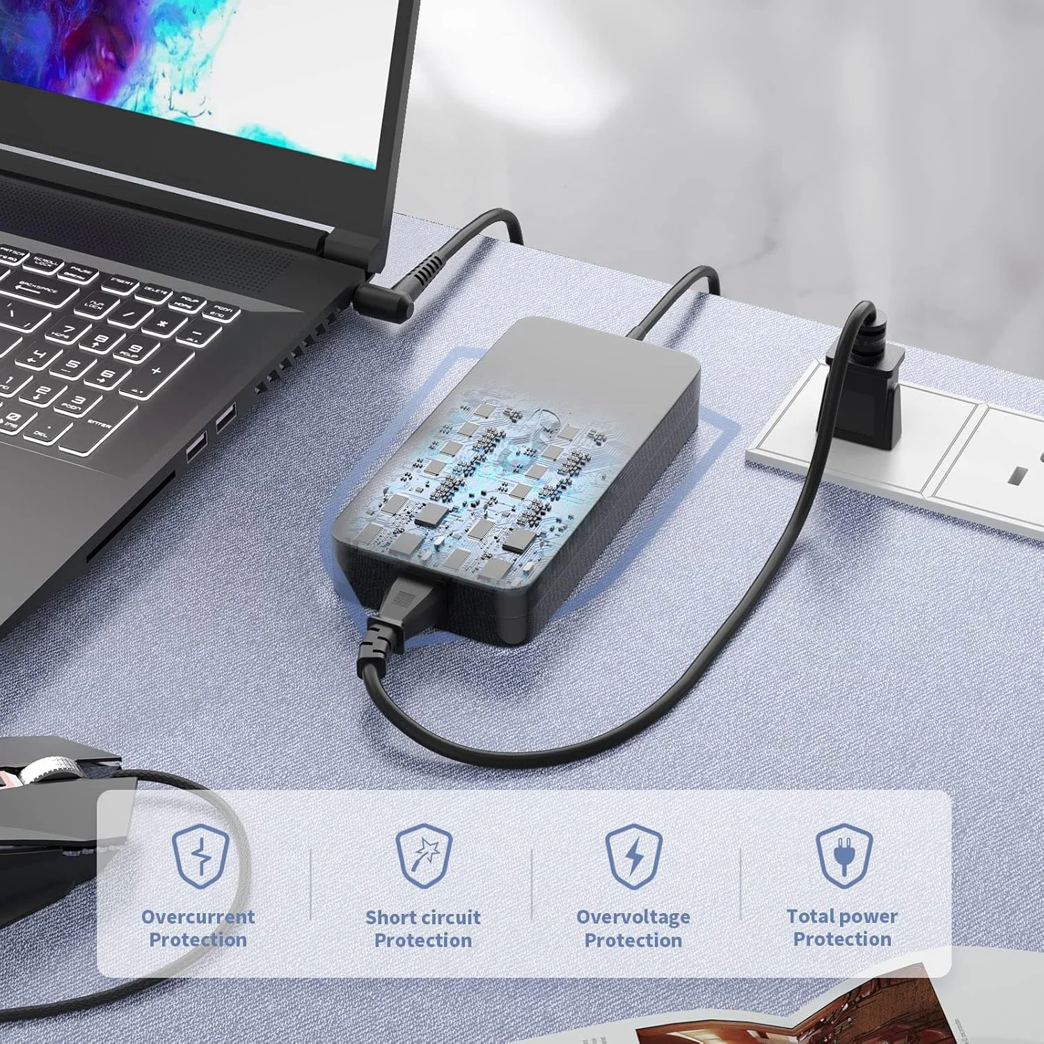 آداپتور شارژر لپ تاپ 120W 19V 6.32A سازگار با Asus ZenBook Flip 15 UX562 UX562F UX562FD Q535UD Q536 Q546 Q547 Q528 UX563 ZenBook 15 UX534FT UX534F Zenbook Pro UX550GD UX550 به همراه سیم برق