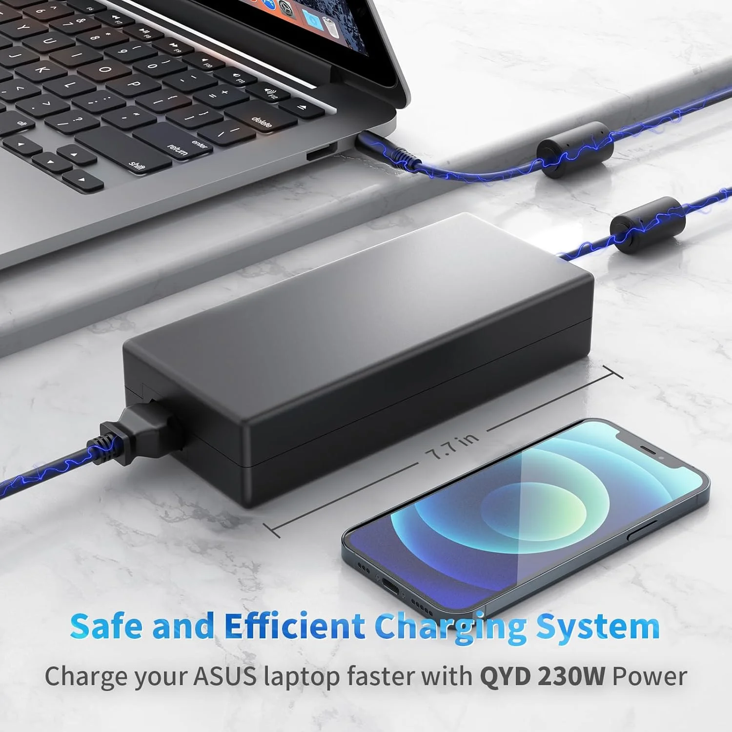 آداپتور شارژر لپ تاپ 230 وات 19.5 ولت 11.8 آمپر سازگار با Asus ROG Zephyrus S17 GX701GXR GX701GWR GX701GVR GX531GW GX531GX ROG Zephyrus M15 GU502L GU502LW ZenBook Pro Duo UX581GV به همراه سیم برق