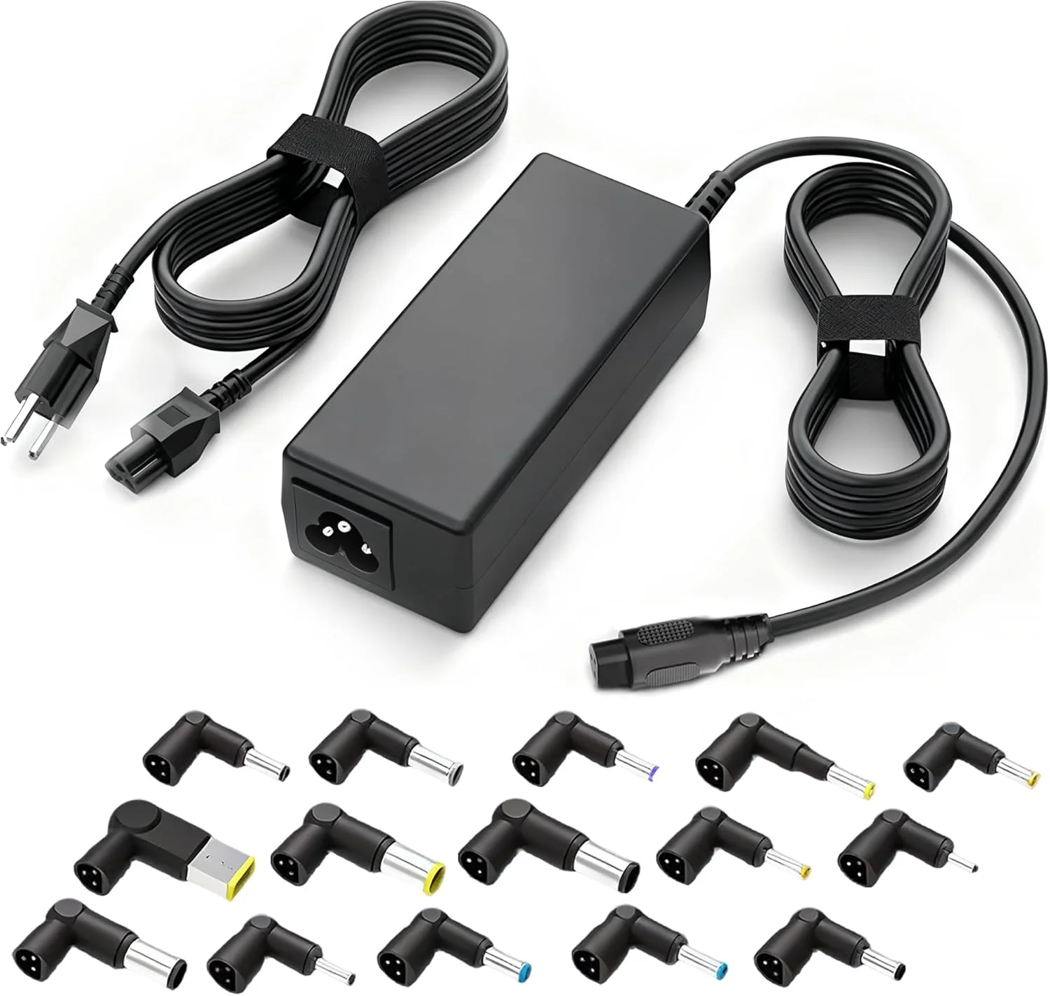 آداپتور شارژر لپ تاپ یونیورسال 90 واتی QFA سازگار با لنوو، اچ پی، دل، ایسر، ایسوس، سامسونگ، آی بی ام، سونی، فوجیتسو، گیت وی، نوت بوک، الترابوک، کروم بوک، منبع تغذیه با 15 سر