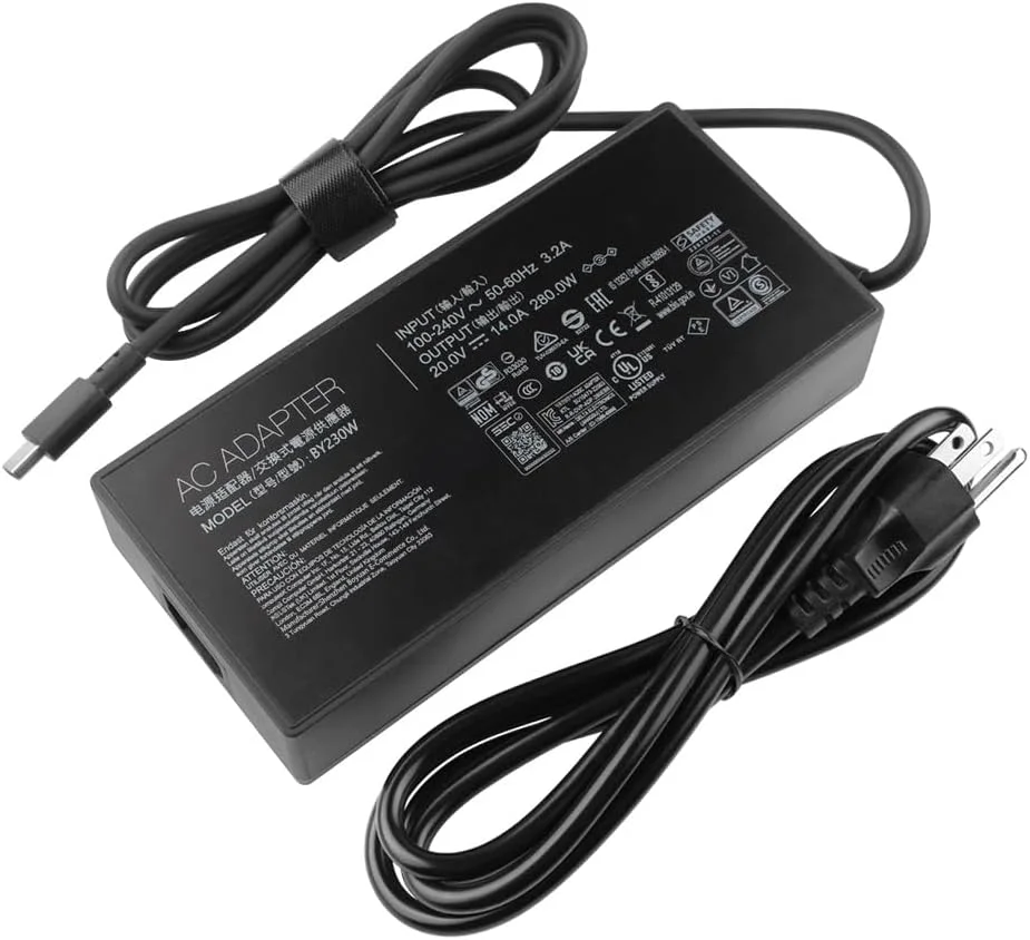 شارژر 20V 14A 280W مستطیلی برای ایسوس ROG Strix G16 G18 (2025) G815LM G815JMR G815LR G815LP G815JPR G615LM G615LM G615JMR G615LR G615JPR ADP-280EB B