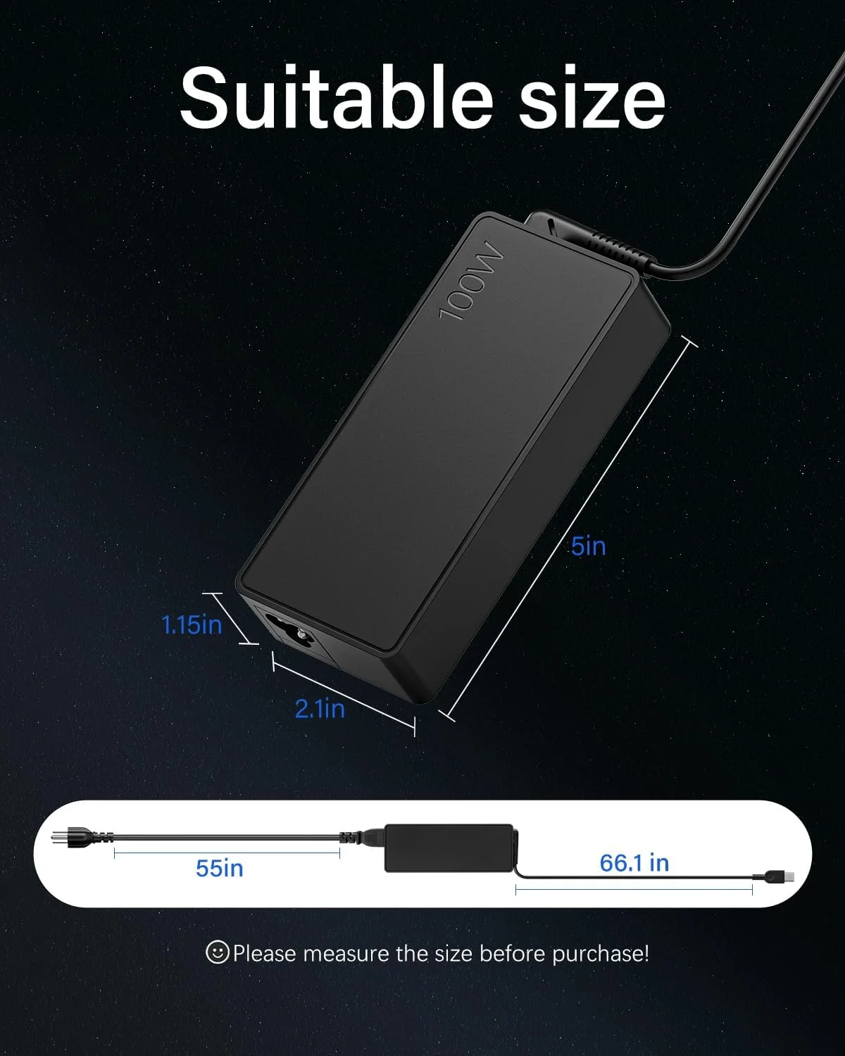 شارژر لپ تاپ 100 واتی 65 واتی USB C سازگار با لنوو Thinkpad/Yoga/IdeaPad/Chromebook، شارژر لپ تاپ USB Type C مدل ADLX65YDC2A