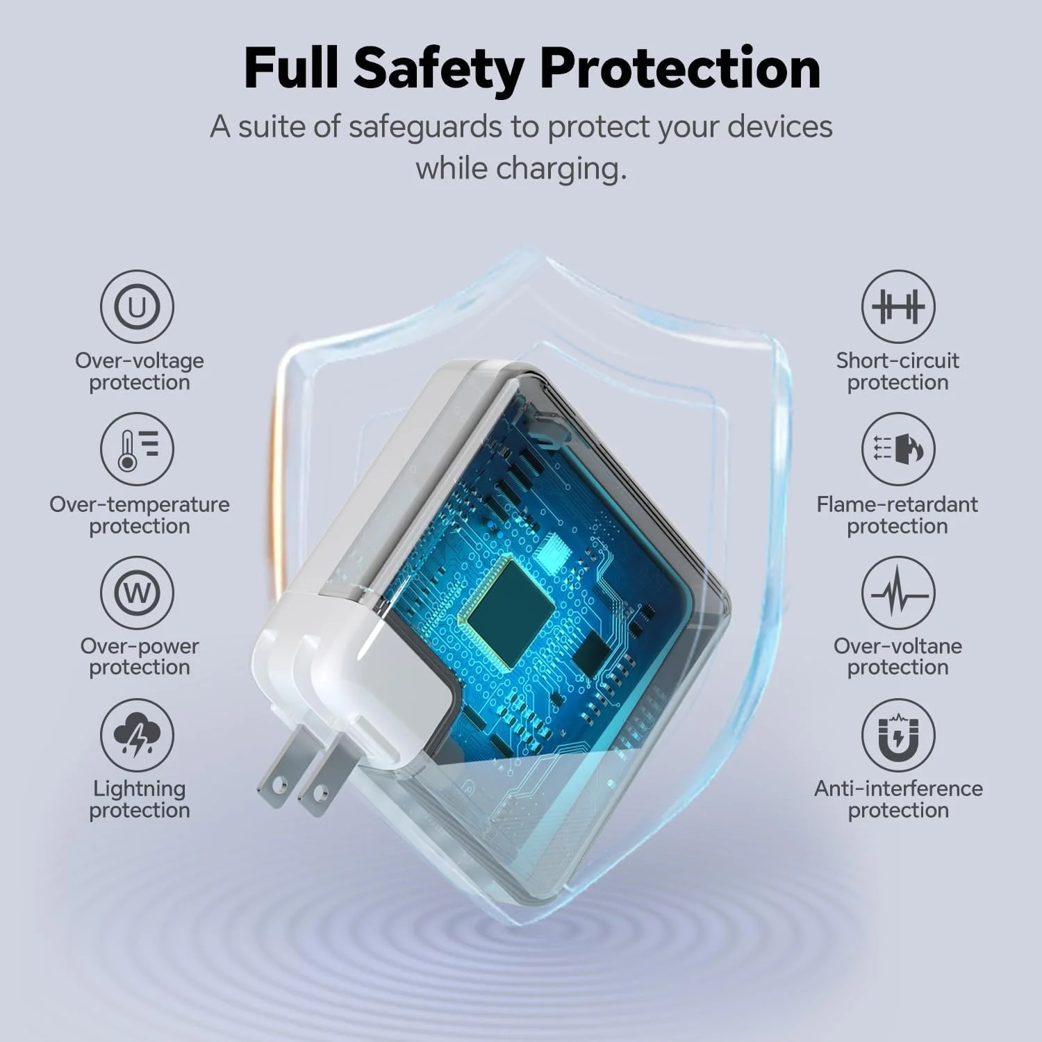 شارژر 67 واتی USB C، سازگار با مک بوک پرو و مک بوک ایر دارای پورت USB C، آیپد پرو، سامسونگ گلکسی و تمام دستگاه های Type C، به همراه کابل 2 متری USBC به C