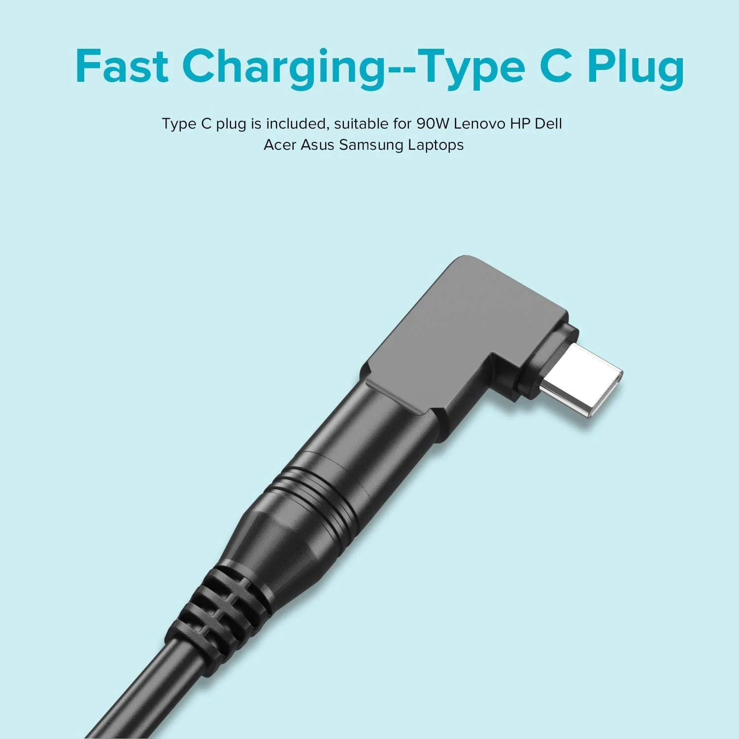 Powseed 100W 90W Universal Laptop Charger AC Adapter with USB Port for Lenovo HP Dell Acer ASUS Gateway Toshiba Samsung Sony 65W 45W 5V 12V 18.5V 19V 19.5V 20V Power Supply Cord with 18 Tips USB C