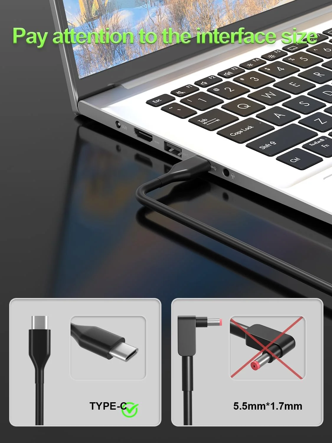 شارژر یونیورسال 100 واتی USB-C لپ‌تاپ سازگار با لنوو، دل، اچ‌پی، ایسر، ایسوس، مک‌بوک، ال‌جی، ام‌اس‌آی، گوگل، ایس‌مجیک، نیمو، سامسونگ-کروم‌بوک، ROG Ally، Legion Go و سایر دستگاه‌های دارای پورت USB-C