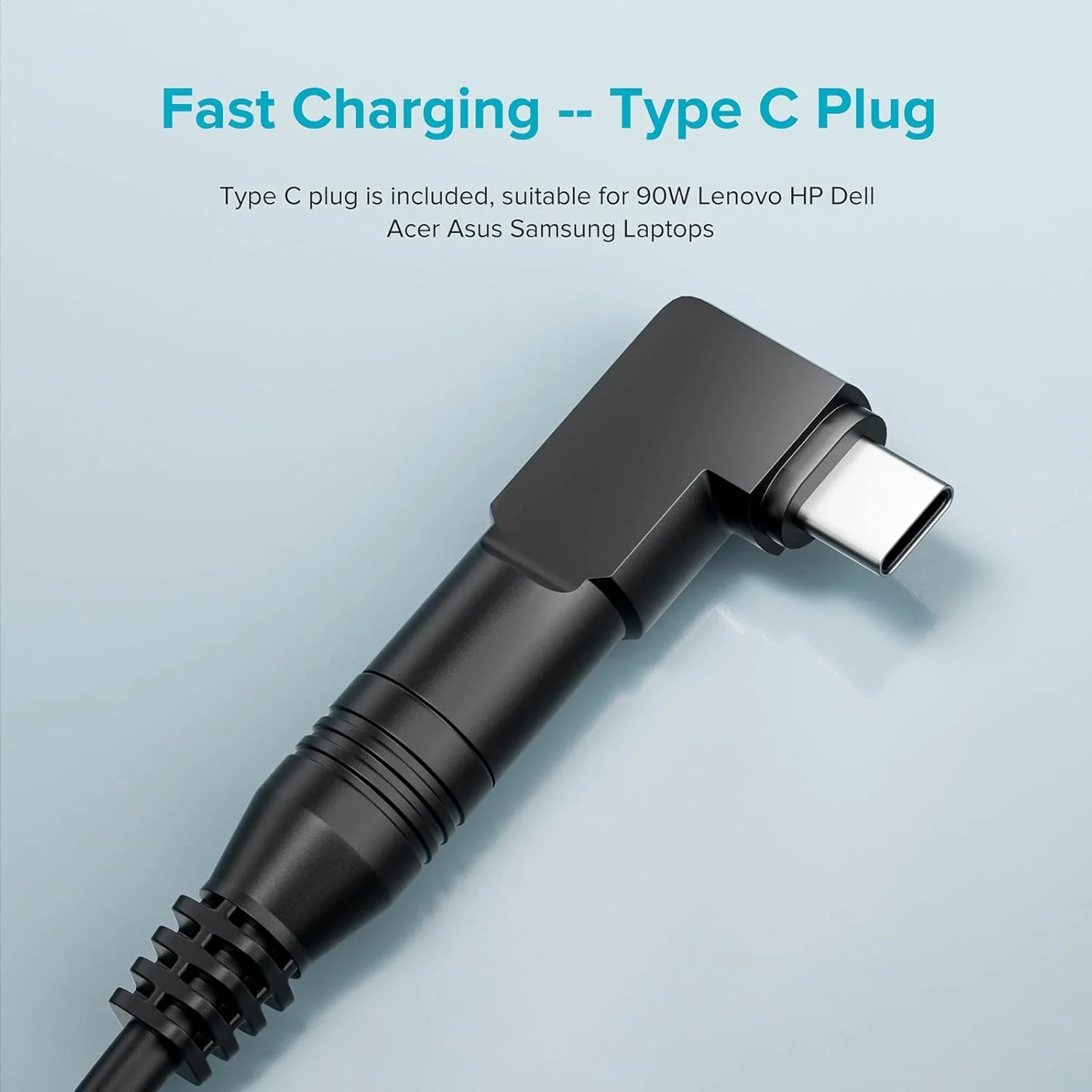 Powseed 90W Universal Laptop Charger USB C for Lenovo MacBook HP Dell Asus Acer Toshiba Samsung Sony Gateway Chromebook 5V 12V 18.5V 19V 19.5V 20V Power Supply Cord AC Adapter with 16 Tips