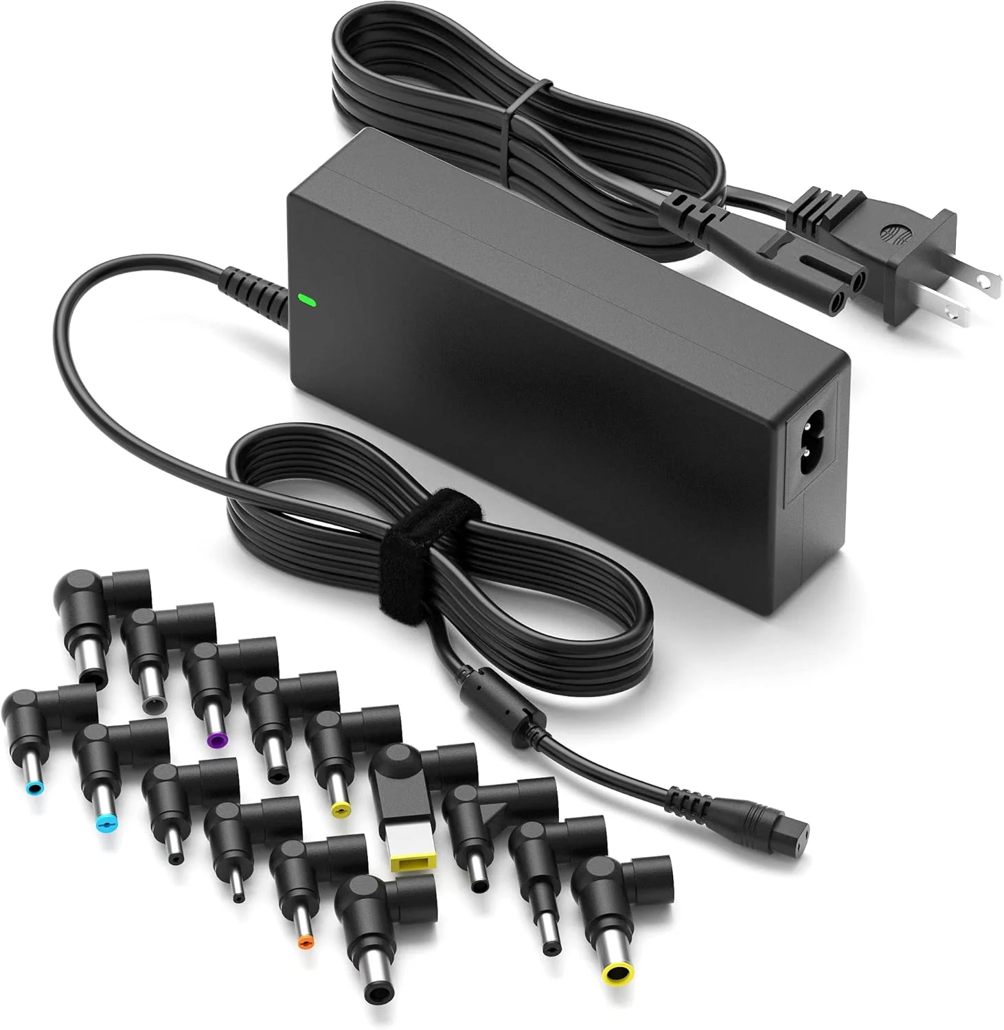 شارژر لپ‌تاپ یونیورسال 90 واتی Powseed جایگزین برای HP Acer Aspire Asus Vivobook Toshiba Gateway Lenovo Ideapad Dell Inspiron Sony Samsung به همراه 15 سر