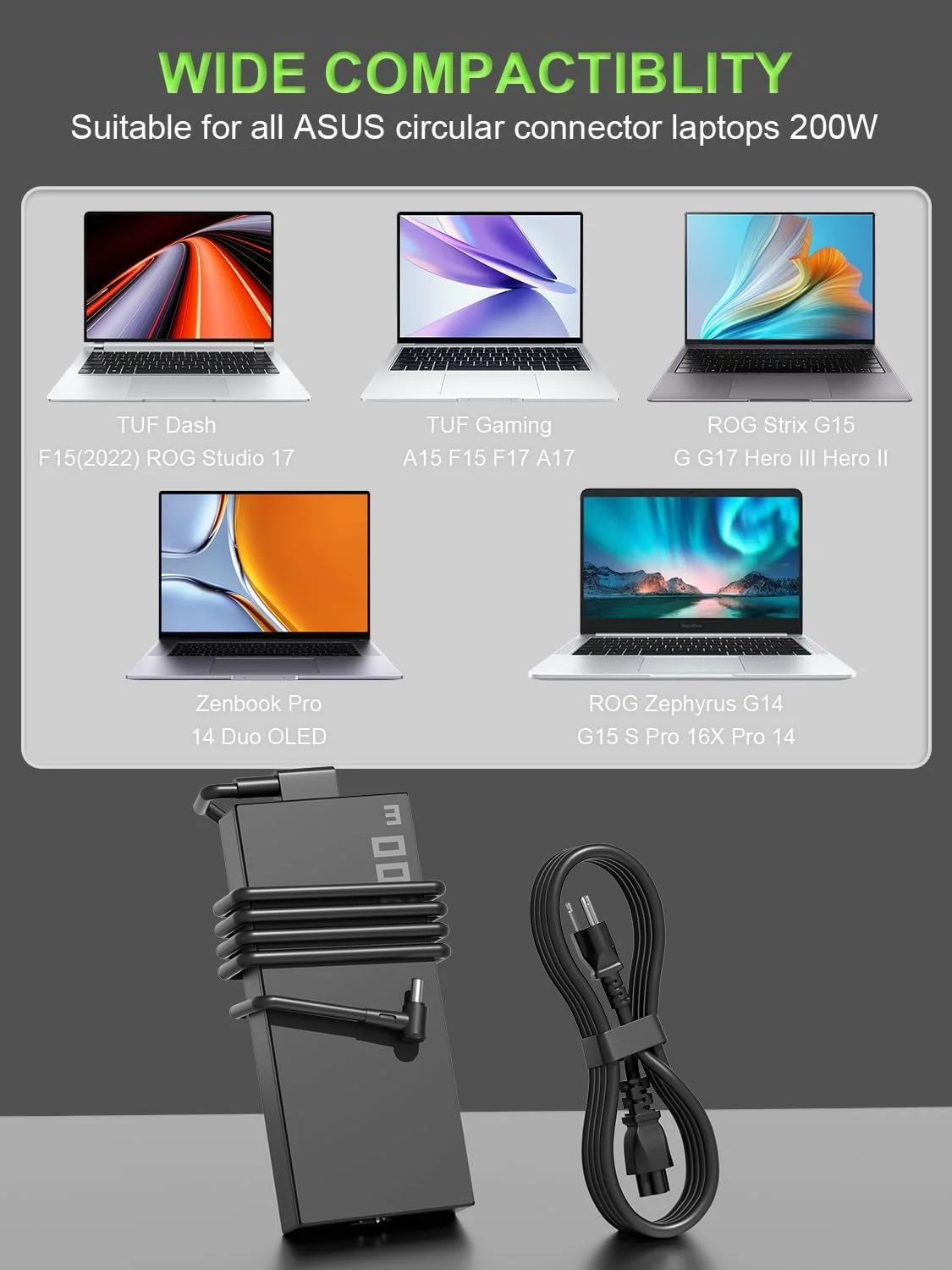 شارژر 200 واتی سازگار با ایسوس TUF Dash F15 FX516 FX517، TUF Gaming A15 F15 F17 A17، ROG Strix G15 G17 G513 G713 Hero III G731 Studio 17 Zephyrus G14 G15 Zenbook Pro 16X 14 لپ تاپ شارژر 200 واتی سازگار با ایسوس TUF Dash F15 FX516 FX517، TUF Gaming A15 F15 F17 A17، ROG Strix G15 G17 G513 G713 Hero III G731 Studio 17 Zephyrus G14 G15 Zenbook Pro 16X 14 لپ تاپ