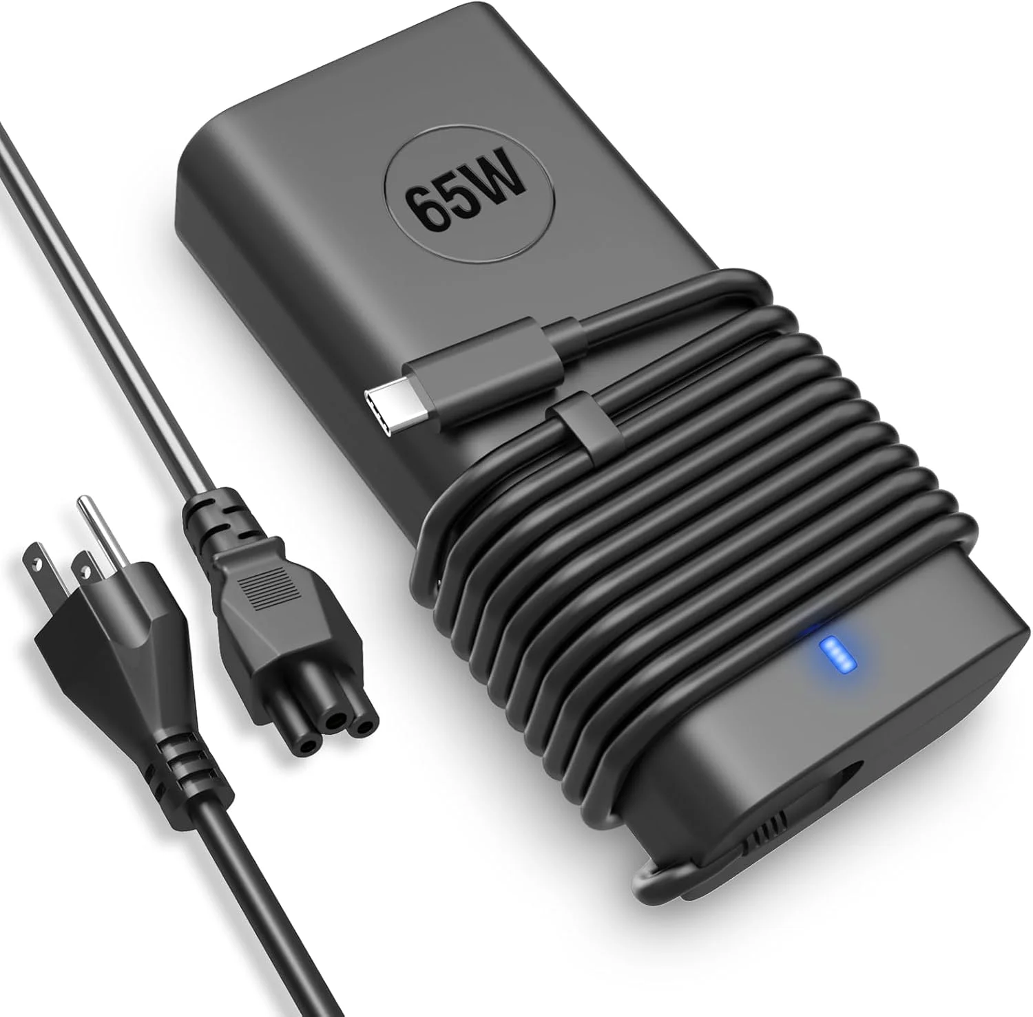 شارژر لپ تاپ 65 واتی USB C برای دل Latitude 3000 5000 7000 XPS 12 13 Chromebook 11 14 لنوو Thinkpad Yoga HP Acer Asus Samsung Mac Book pro، آداپتور برق AC سریع Type C به همراه سیم برق