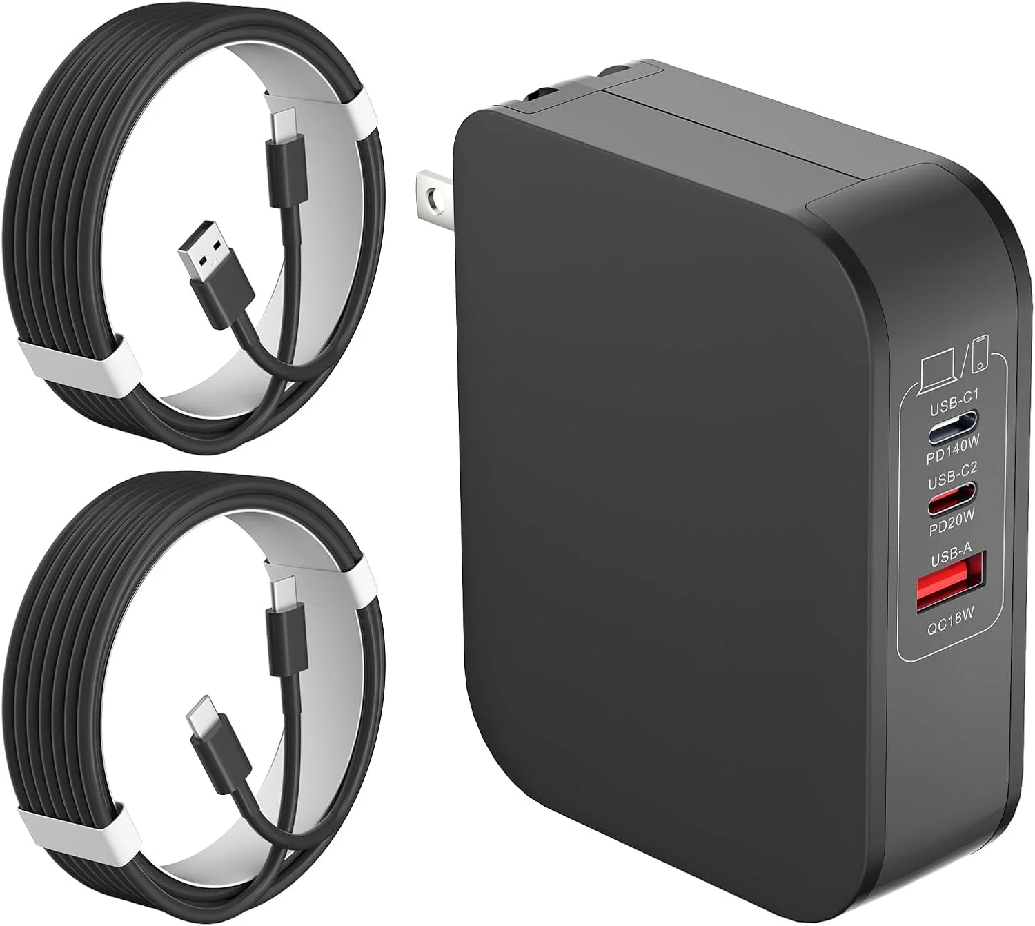 آداپتور برق 160 واتی USB C، شارژر دیواری سریع PD Type C سازگار با مک بوک پرو، دل لتیتود، لنوو، هوآوی میت بوک، اچ پی اسپکتر، ایسر کروم بوک و هر لپ تاپ یا تلفن هوشمند