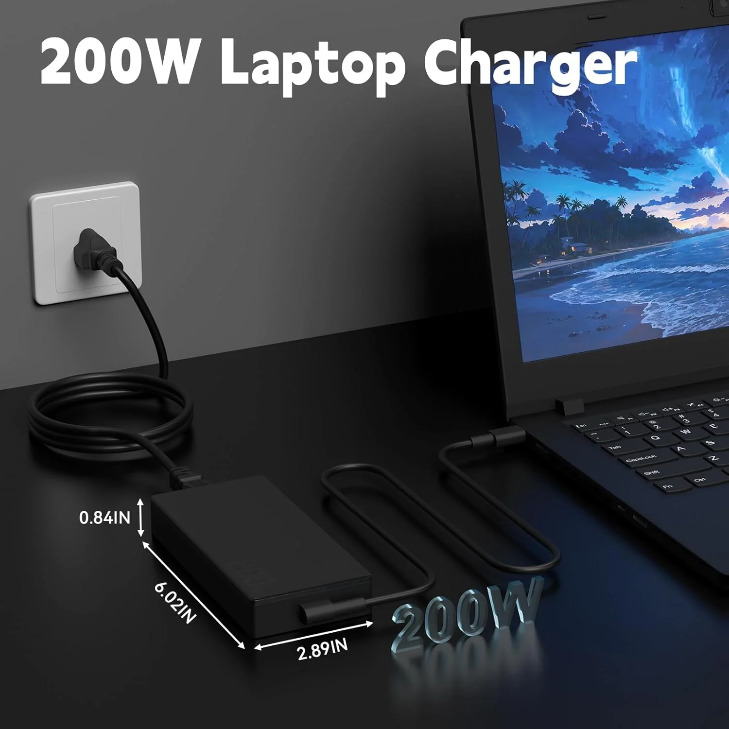 شارژر لپ تاپ 200 وات 20 ولت 10 آمپر سازگار با ASUS ProArt P16 PX13 H7606 HN7306 Copilot+ PC ADP-200JB D Zephyrus/TUF G16 G14 A14 A16 GA605 GU605MY GU605MZ RTX4070 آداپتور برق AC