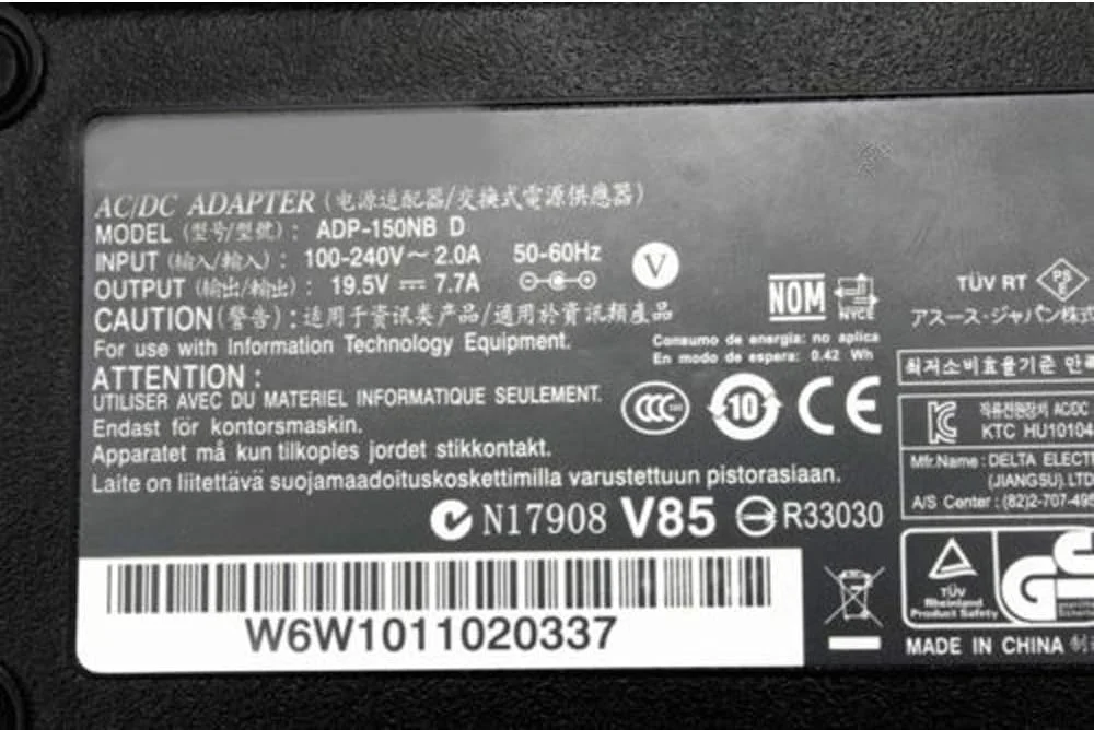 آداپتور شارژر لپ تاپ 19.5 ولت 7.7 آمپر 150 وات اورجینال برای ایسوس G50 G50V G50Vt G53S G53SW G53j G55vw G60vx G70 G70G G71 G71G G72G G73G G74SX-XN1 G75vw-ds72 ADP-150NB D به همراه کابل برق آداپتور شارژر لپ تاپ 19.5 ولت 7.7 آمپر 150 وات اورجینال برای ایسوس G50 G50V G50Vt G53S G53SW G53j G55vw G60vx G70 G70G G71 G71G G72G G73G G74SX-XN1 G75vw-ds72 ADP-150NB D به همراه کابل برق