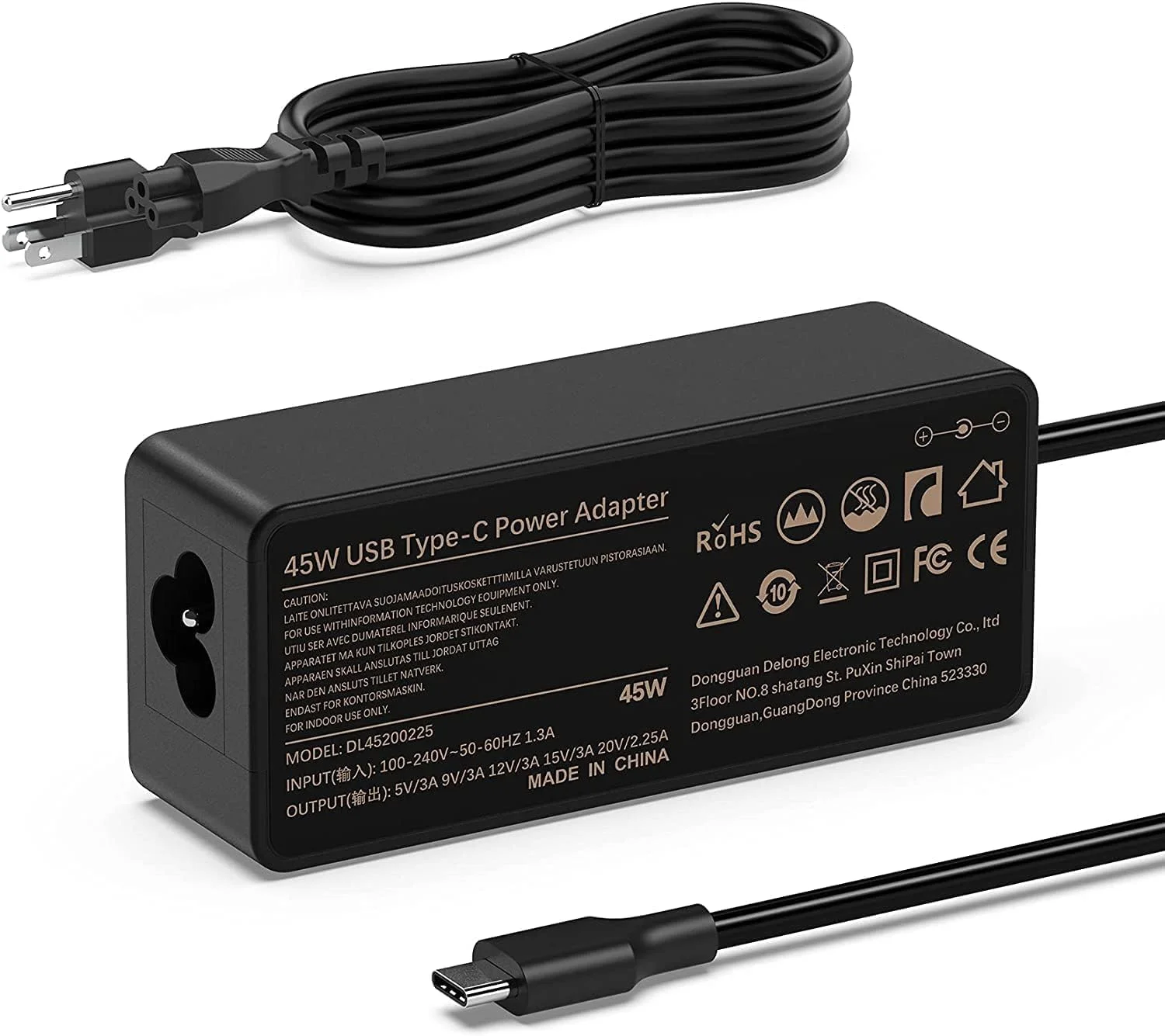 شارژر لپ تاپ 45 واتی USB C مدل LJO-EEIH سازگار با HP Spectre x360 Envy x360 EliteBook ProBook Pavilion Aero Chromebook آداپتور برق USB-C PD برای لپ تاپ های منتخب HP با پورت شارژ Type C