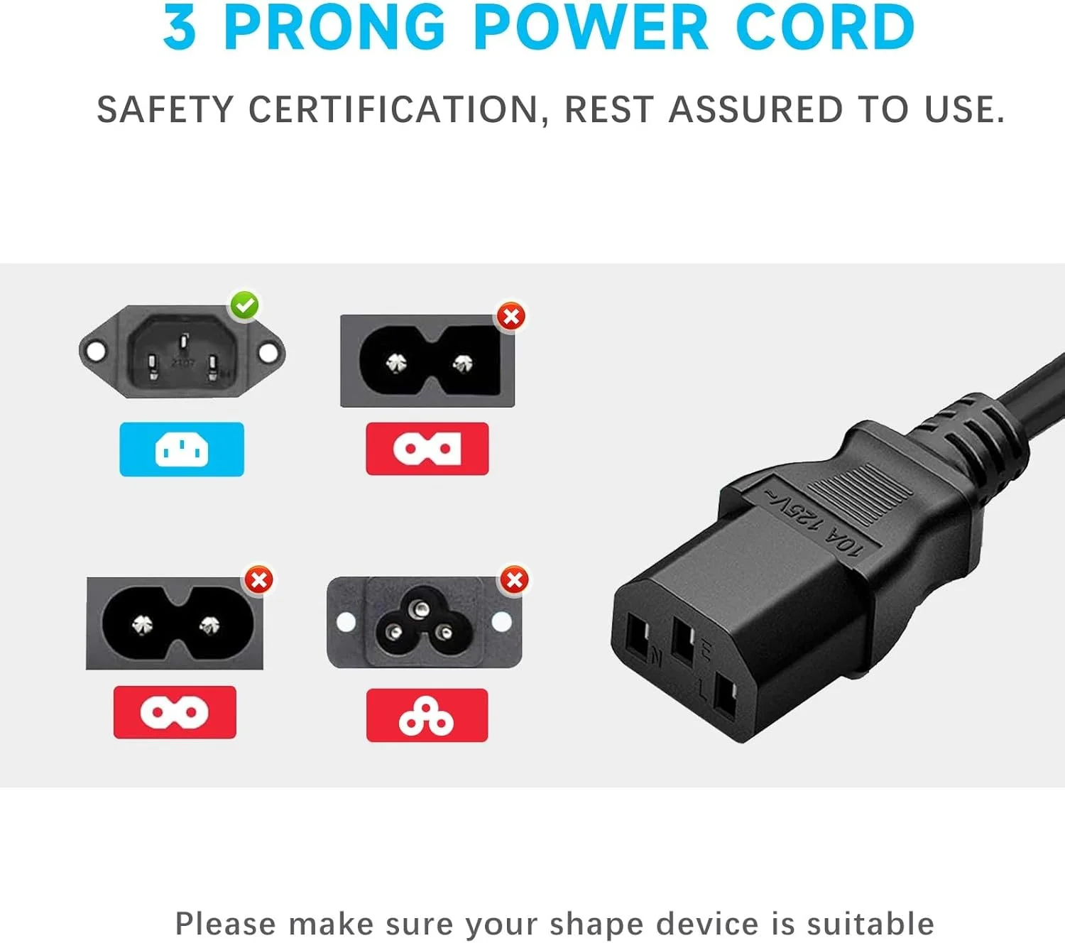کابل برق یونیورسال 1.5 متری، 3 پین مناسب کامپیوتر، لپ تاپ، مانیتور، پرینتر، اچ پی، دل، ایسر، ایسوس، لنوو