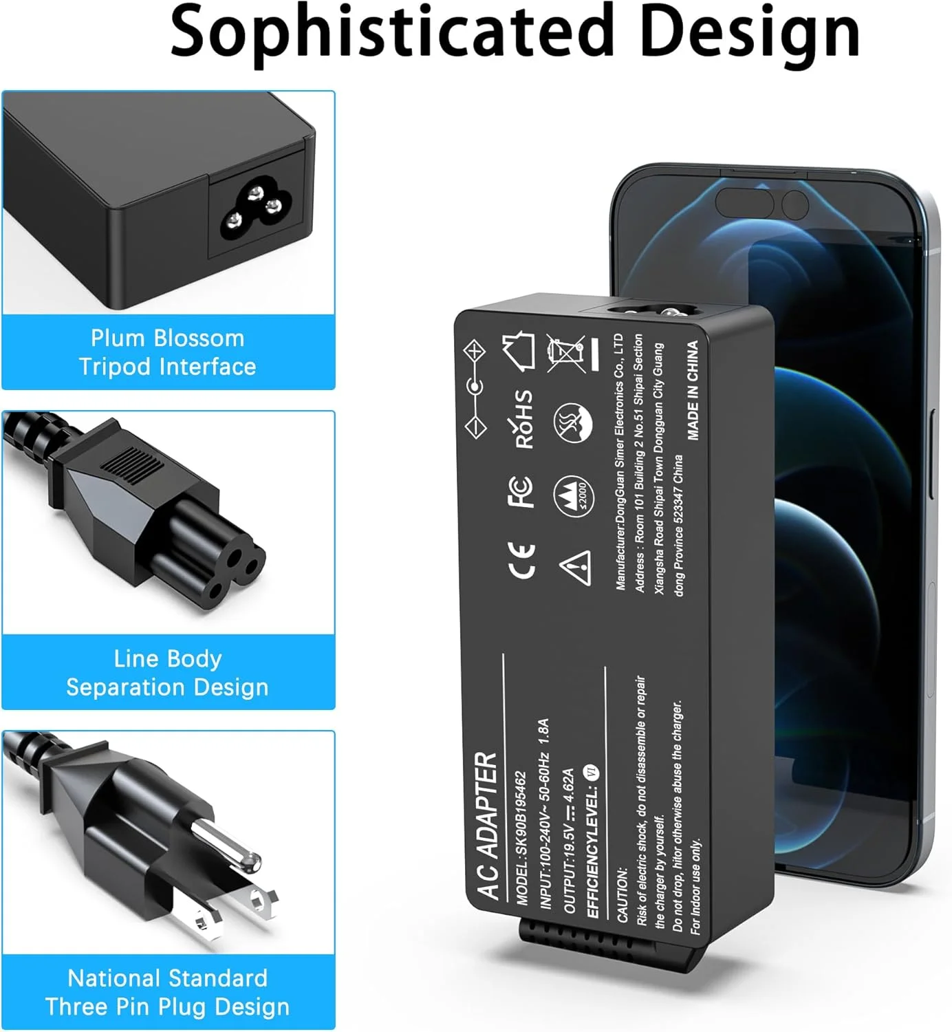 شارژر یونیورسال 90 واتی لپ‌تاپ سازگار با دل، اچ‌پی، لنوو، ایسر، ایسوس، فوجیستو و شیبا، منبع تغذیه یونیورسال نوت‌بوک و الترابوک با 16 سر