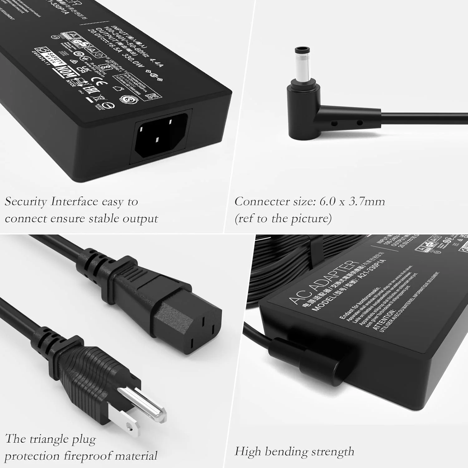 شارژر لپ تاپ 330 وات 20 ولت 16.5 آمپر برای ایسوس راگ استریکس اسکار 16 17 17SE 18 18G ایسوس راگ زفیروس Duo 16 مدل A21-330P1A A22-330P1A شارژر لپ تاپ 330 وات 20 ولت 16.5 آمپر برای ایسوس راگ استریکس اسکار 16 17 17SE 18 18G ایسوس راگ زفیروس Duo 16 مدل A21-330P1A A22-330P1A