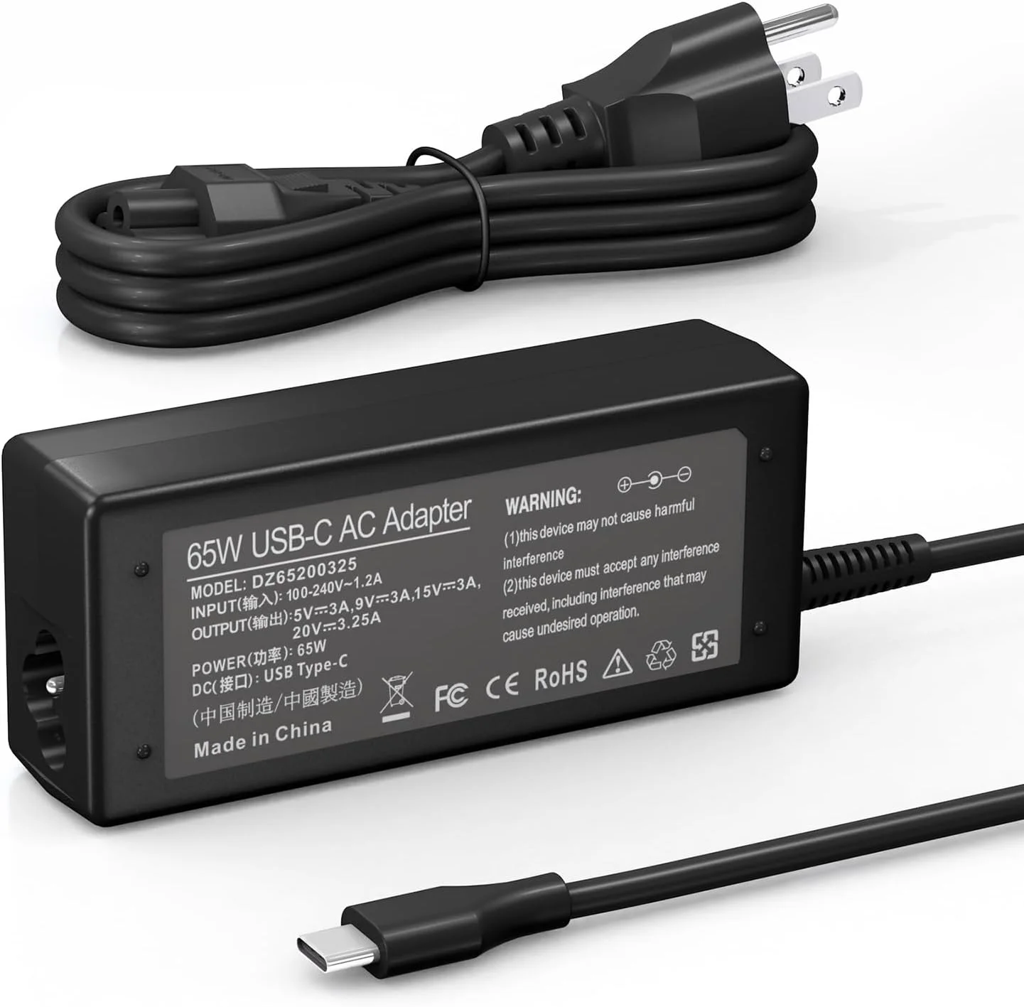 شارژر USB C با توان 65 وات و 45 وات سازگار با کروم بوک X360 11 13 14 / HP / Dell / Lenovo / Samsung / Acer / Asus / Spectre X360 / Thinkpad Type C