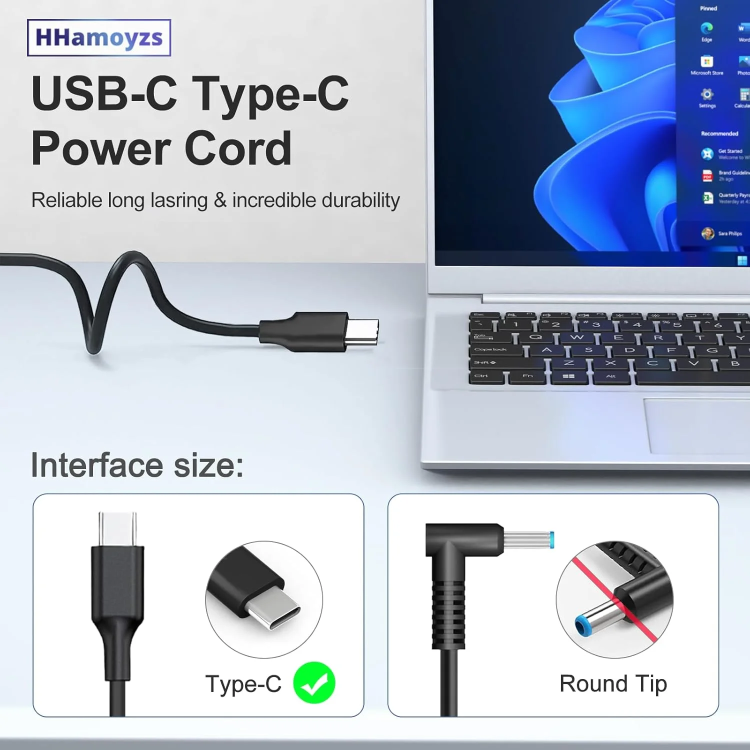 شارژر USB C با توان 65 وات و 45 وات سازگار با کروم بوک X360 11 13 14 / HP / Dell / Lenovo / Samsung / Acer / Asus / Spectre X360 / Thinkpad Type C
