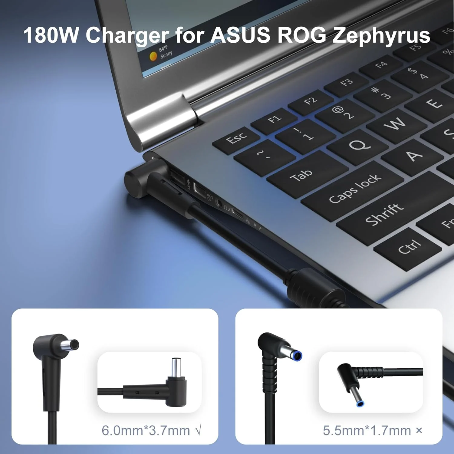 شارژر 180 واتی سازگار با لپ‌تاپ ایسوس Rog G14 GA401 G15 GA502، آداپتور AC مدل ADP-180TB H 20V 9A، سری گیمینگ TUF F15 F17 FX505D FX505G