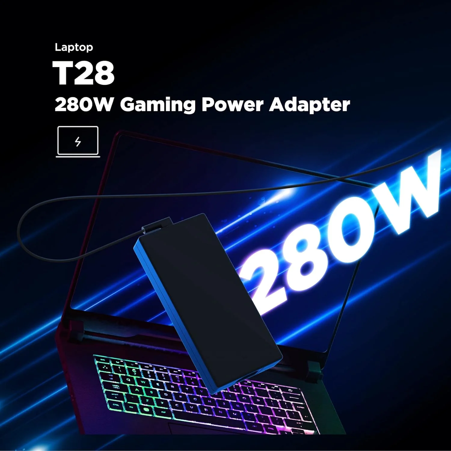 شارژر لپ‌تاپ گیمینگ یونیورسال Innergie T28 با توان 280 وات، 19.5 ولت و 14.36 آمپر، آداپتور برق برای ایسر، ایسوس راگ، دل، Alienware، اچ‌پی، لنوو، MSI، ورودی 100-240 ولت AC، ساخت دلتا الکترونیکس