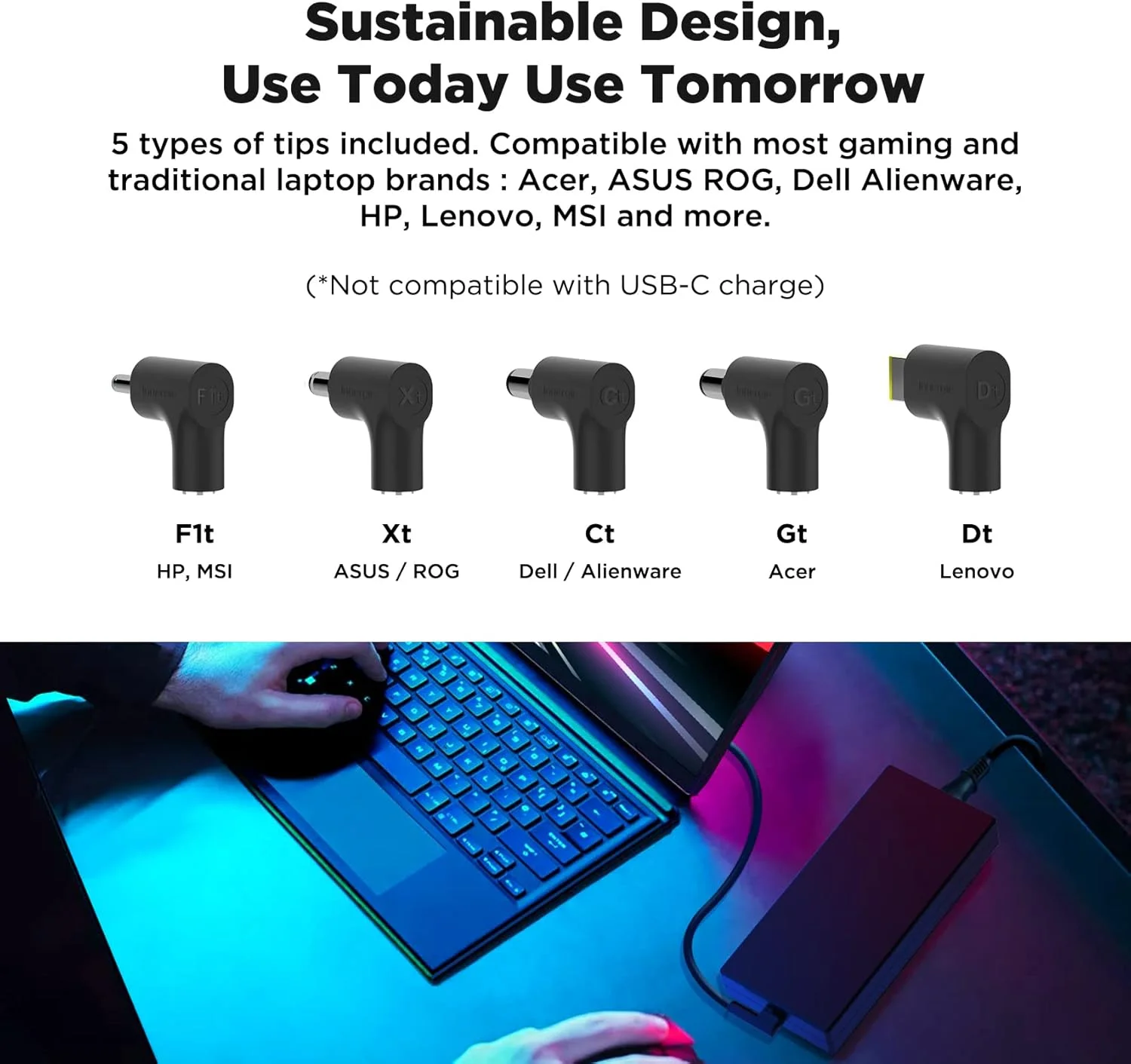 شارژر لپ‌تاپ گیمینگ یونیورسال Innergie T28 با توان 280 وات، 19.5 ولت و 14.36 آمپر، آداپتور برق برای ایسر، ایسوس راگ، دل، Alienware، اچ‌پی، لنوو، MSI، ورودی 100-240 ولت AC، ساخت دلتا الکترونیکس