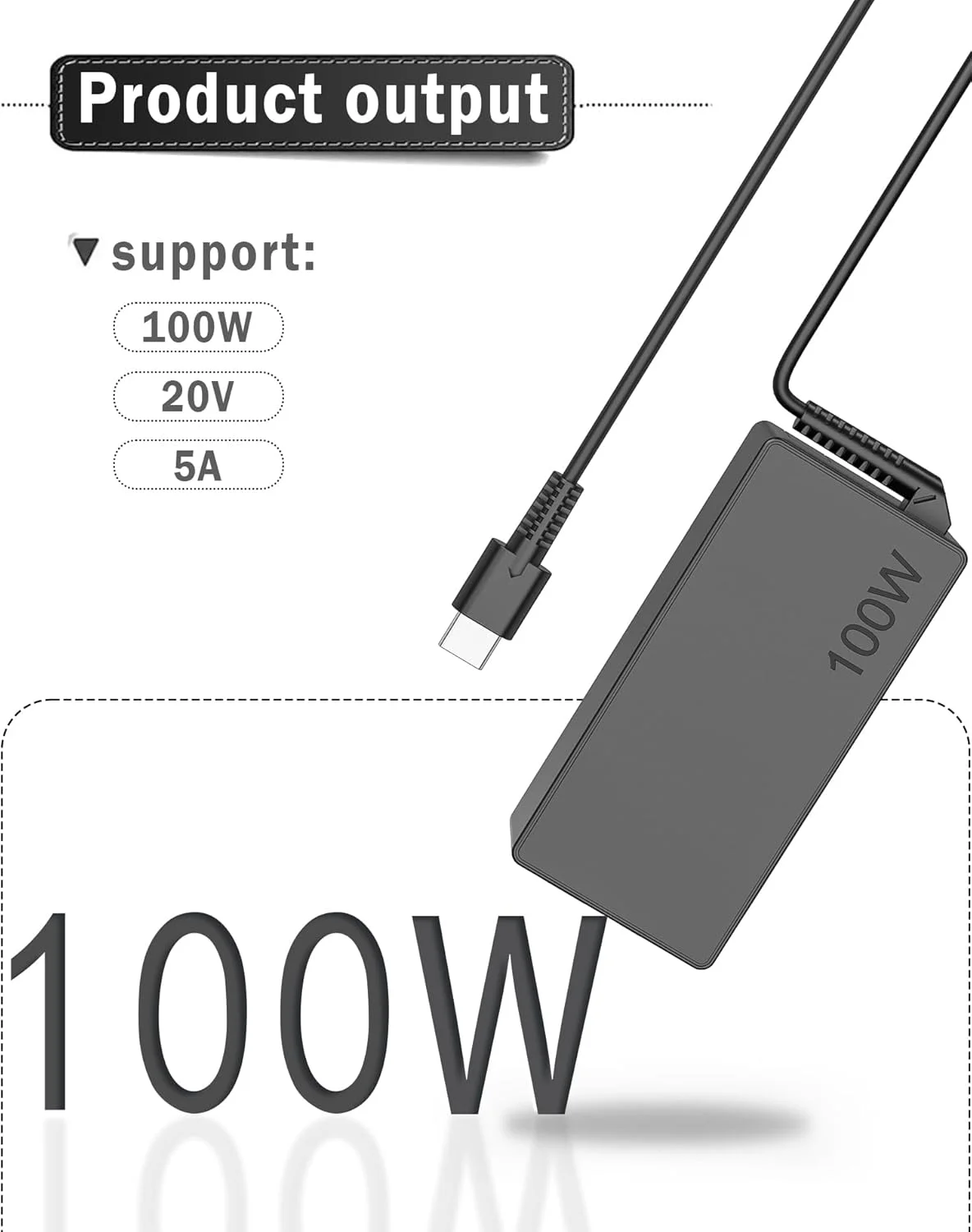 آداپتور برق 100 واتی USB C سازگار با مک بوک پرو/ایر 16، 15، 14، 13 اینچی HP Dell Lenovo Asus Acer با شارژ سریع Type C