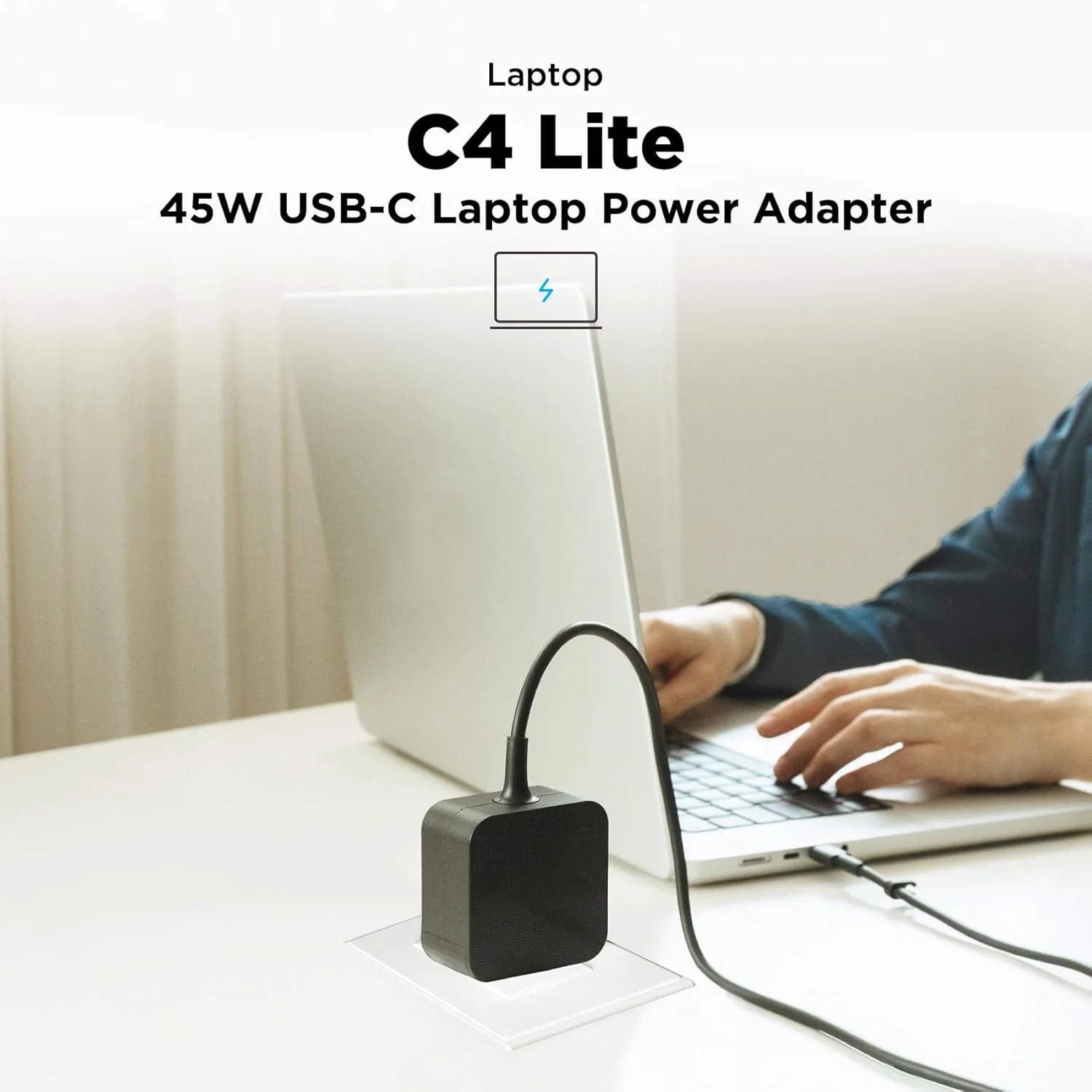 آداپتور برق 45 واتی USB Type C اینرجی PD 3.0 با کابل 2 متری، برای ایسر، ایسوس، دل، اچ پی، لنوو، ام اس آی، آیفون 16، مک بوک (دلتا الکترونیکس)