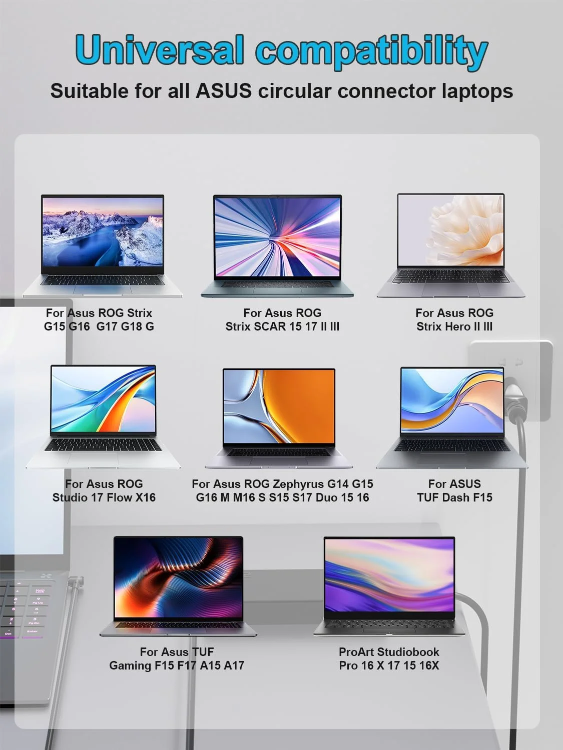 280W AC Charger Compatible with Asus ROG Strix G16 G17 G18 G15 Scar 15 17 G614 G814 G713 G533 Zephyrus S17 M16 Duo 16 GU604 GX650 TUF Gaming A16 FA617 FA607 Zenbook UX7602 ProArt W730 Laptop