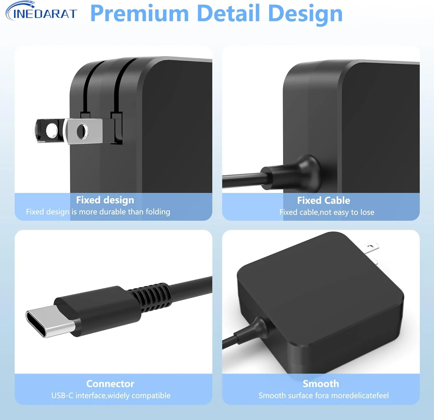 آداپتور شارژر 65 واتی USB C سازگار با لنوو ThinkPad/Chromebook/Yoga، اچ پی Acer Asus Samsung Google Dell Chromebook Latitude، کابل برق شارژ سریع PD Type C