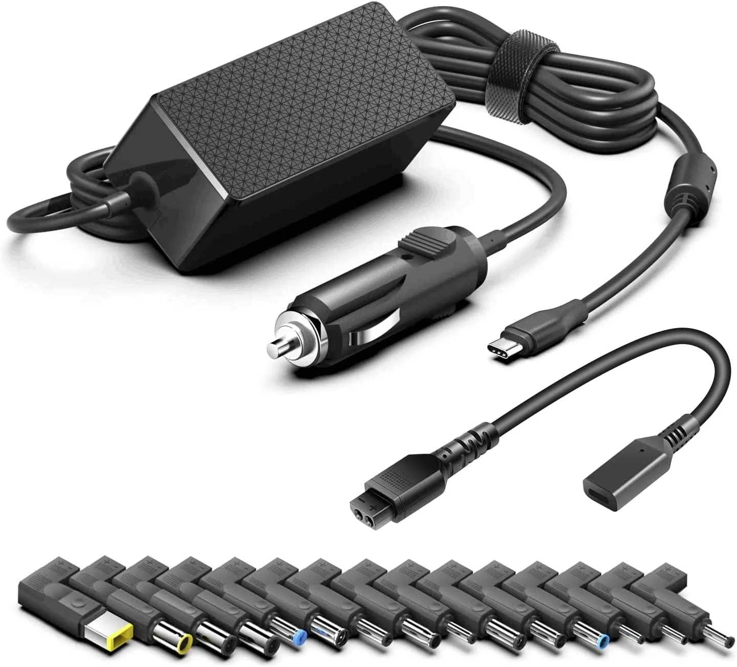 HKY Universal Laptop Car Charger PD 100W 95W 90W 65W DC Travel Adapter for HP Dell Gateway Lenovo LG Acer ASUS Compaq Samsung Sony Fujitsu Toshiba and More Notebook Computer Tablet Speaker Smartphone