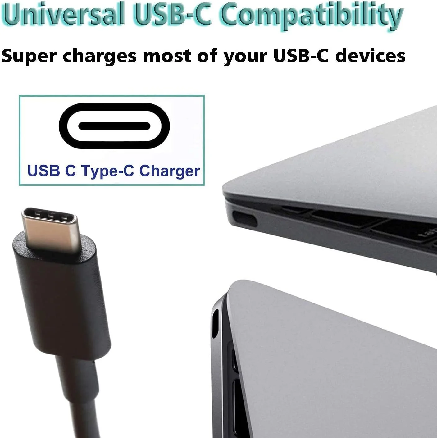 شارژر لپ تاپ 45 واتی USB-C سازگار با کامپیوترهای HP Chromebook و سایر دستگاه های دارای پورت USB Type C با قابلیت شارژ سریع