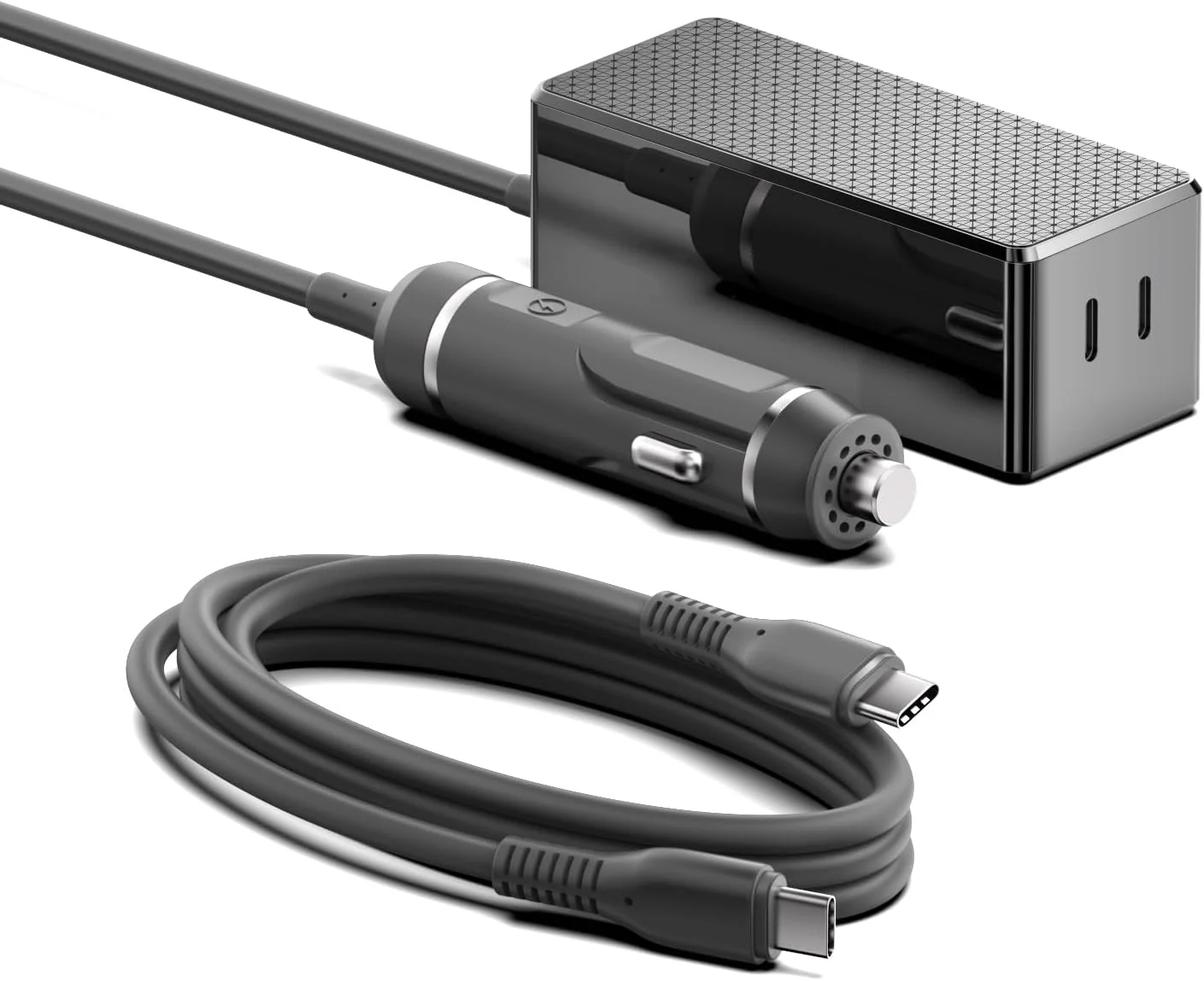 شارژر فندکی لپ تاپ 140W+45W/40W با 2 پورت USB C PD3.1 12V-24V DC برای MacBook Pro/Air، آیفون 17، دل، لنوو، اچ پی، MSI، ایسوس ROG Ally، استیم دک، سامسونگ، کروم بوک، تبلت، استارلینک مینی