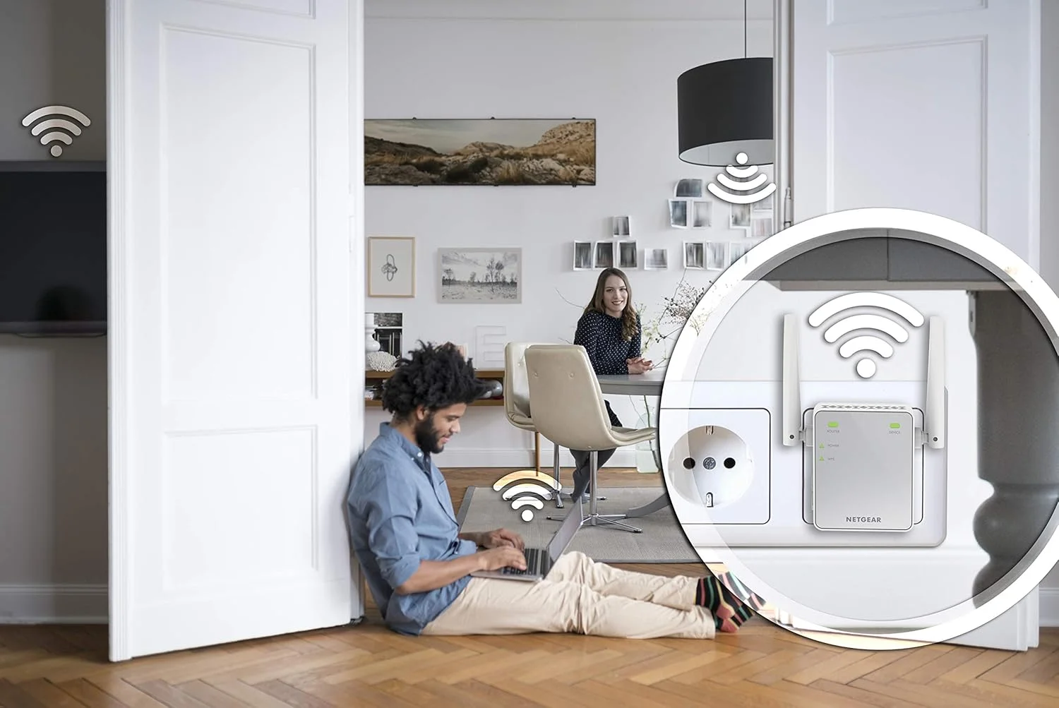 تقویت کننده وای فای NETGEAR WLAN Repeater EX6120، وای فای دو بانده AC1200، پوشش 2 تا 3 اتاق و 20 دستگاه، سرعت تا 1200 مگابیت بر ثانیه، طراحی جمع و جور تقویت کننده وای فای NETGEAR WLAN Repeater EX6120، وای فای دو بانده AC1200، پوشش 2 تا 3 اتاق و 20 دستگاه، سرعت تا 1200 مگابیت بر ثانیه، طراحی جمع و جور