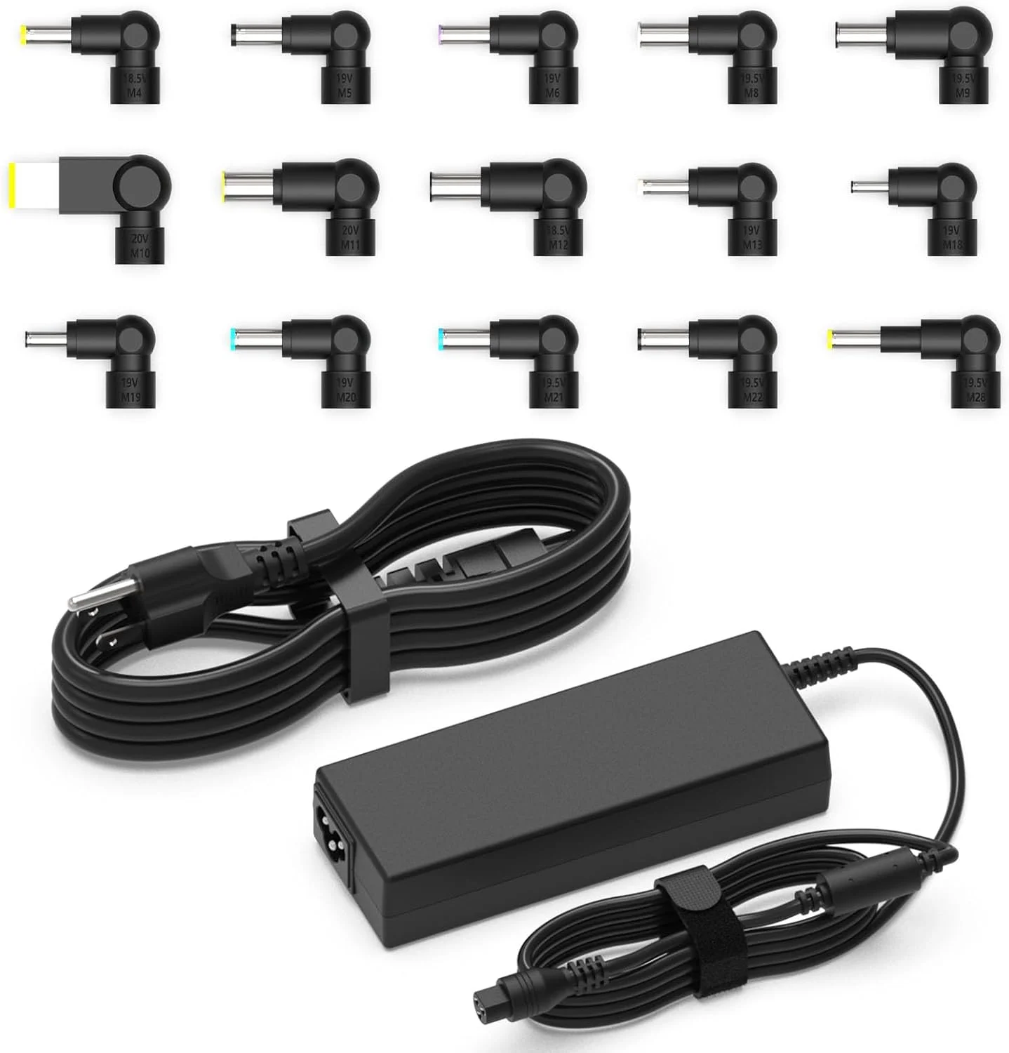 آداپتور برق 90 واتی یونیورسال لپ تاپ سازگار با HP Gateway Toshiba Acer ASUS Dell Lenovo Samsung، سیم برق مانیتور با 15 سر