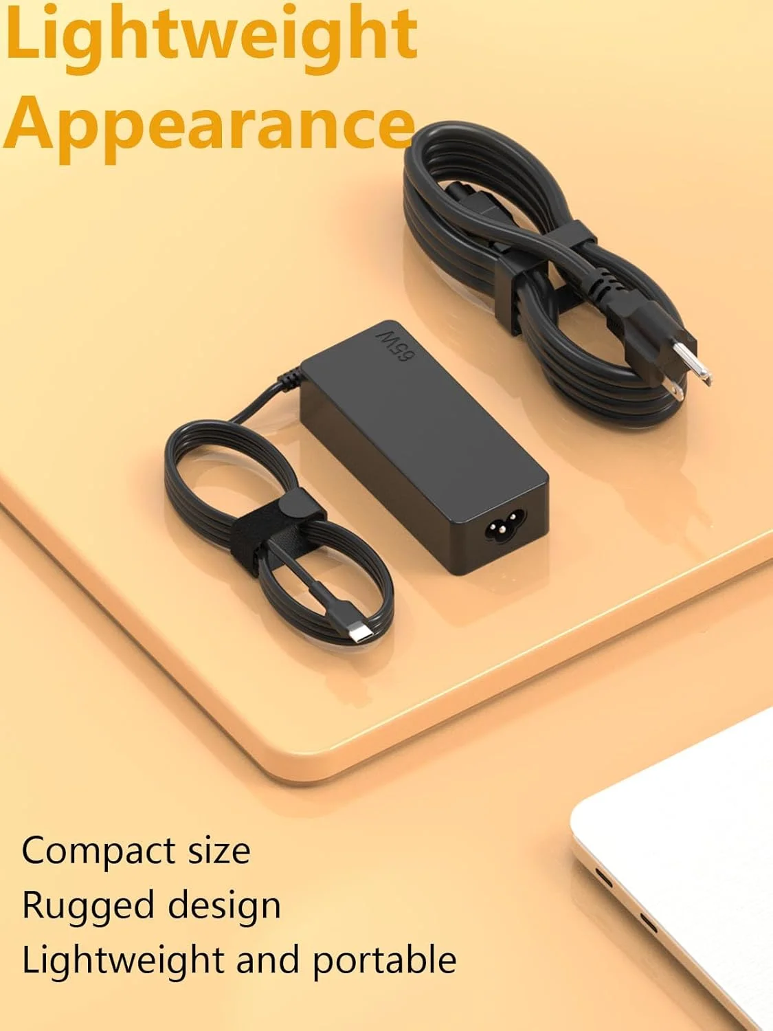 شارژر لپ تاپ 65 واتی USB C سازگار با HP Envy/Spectre X360/Chromebook X360، Lenovo Thinkpad X1 Carbon T480/Yoga 7i C940 C930، Asus vivobook، Samsung، Acer، Google، Type C