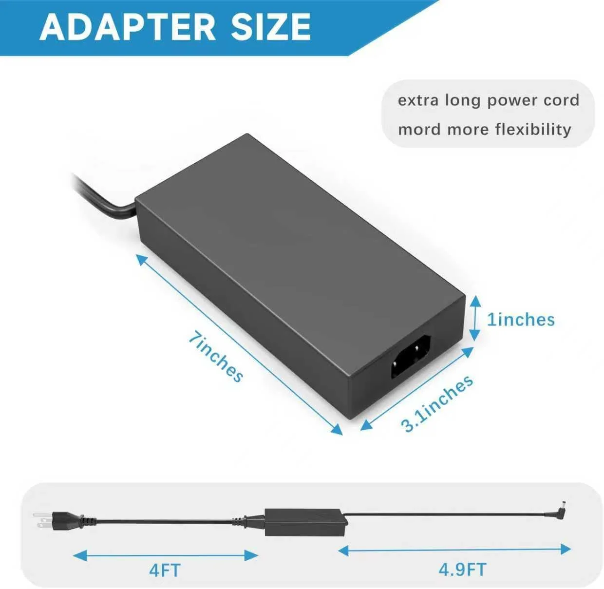 شارژر لپ تاپ 180 واتی HHZ سازگار با ایسوس ROG Zephyrus G14 GA401 G15 GA502 TUF Gaming F15 F17 FX505D FX505G 20V/9A آداپتور AC سیم برق ADP-180TB H