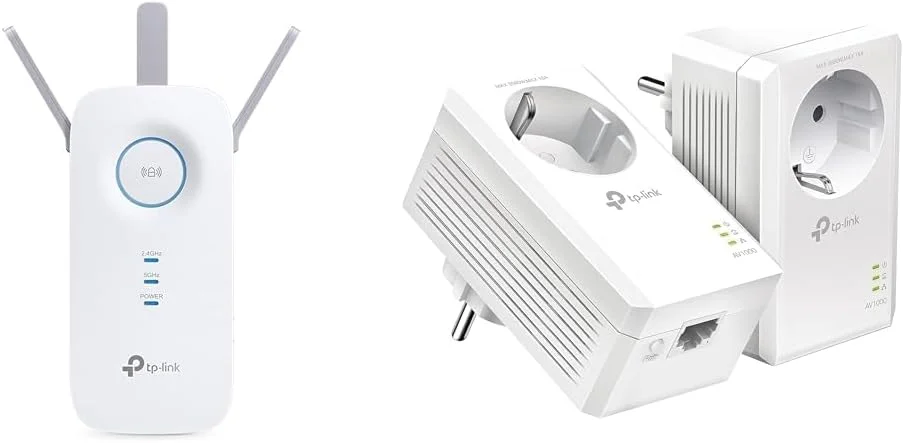 تقویت کننده وای فای TP-Link RE550 AC1900 و مجموعه آداپتور پاورلاین TL-PA7017P KIT