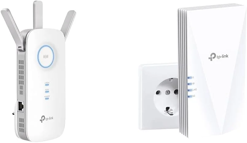 تقویت کننده وای فای TP-Link RE550 AC1900 (دو بانده) و تقویت کننده وای فای RE500X WiFi 6 AX1500 (دو بانده 1200 مگابیت در ثانیه 5 گیگاهرتز + 300 مگابیت در ثانیه 2.4 گیگاهرتز)