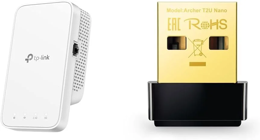 تقویت کننده وای فای TP-Link RE330 AC1200 (867 مگابیت بر ثانیه 5 گیگاهرتز + 300 مگابیت بر ثانیه 2.4 گیگاهرتز) و آداپتور USB وای فای Archer T2U Nano AC600 (433 مگابیت بر ثانیه 5 گیگاهرتز)