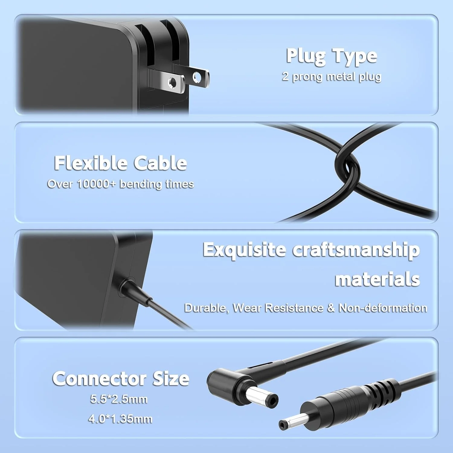 شارژر لپ تاپ 65 واتی سازگار با ایسوس Q551L، X551M، X555L، X550C، X551، U56E، Q500A، Q301L، R554L، S400C، S500C; PA-1650-78, ADP-45BW B, ADP-65DW B, EXA0703YH آداپتور برق لپ تاپ