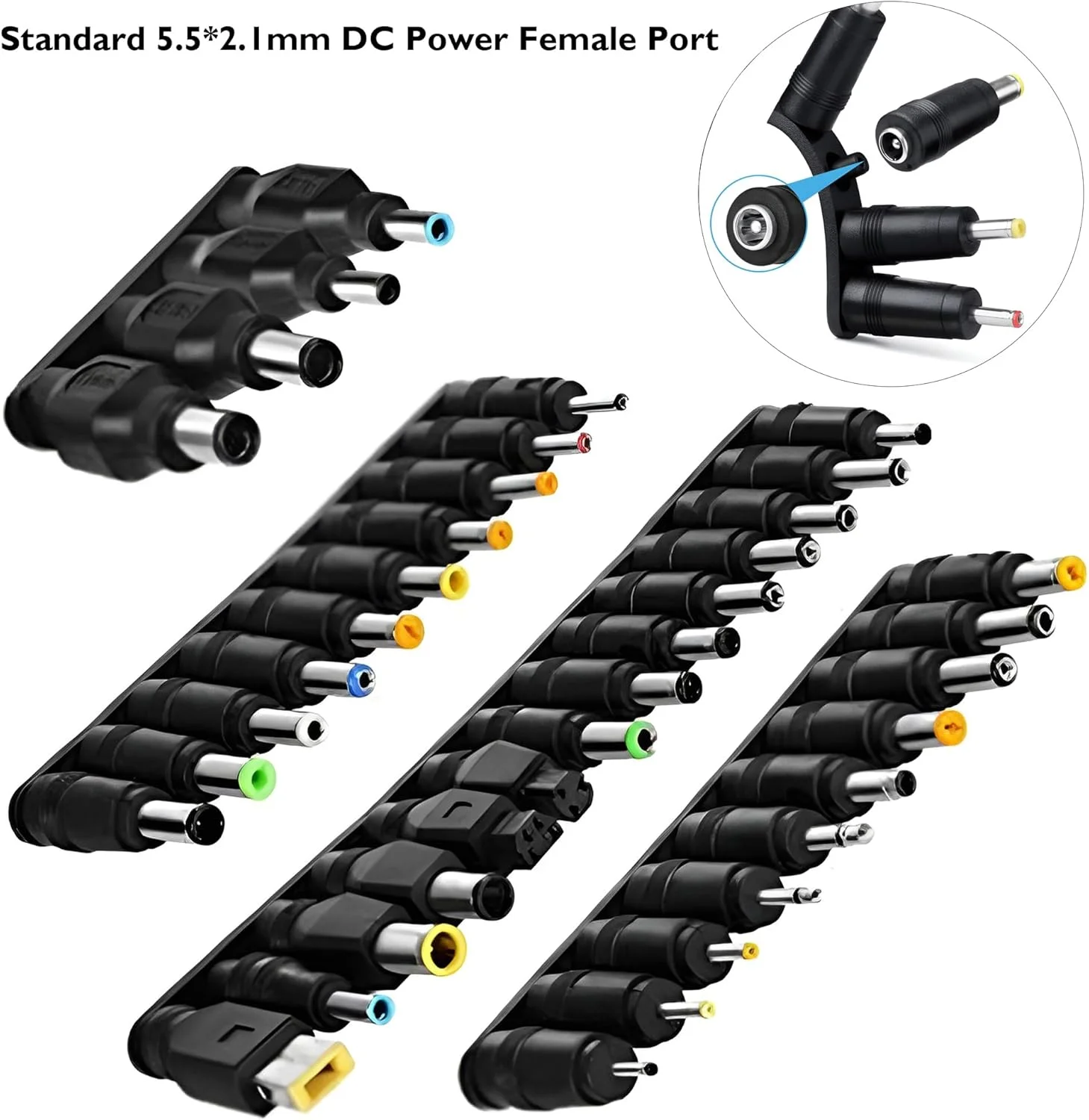 آداپتور کانکتور DC یونیورسال، مجموعه 38 عددی نوک DC 5.5 x 2.1 میلیمتری، سوکت برق سازگار برای Dell Toshiba Lenovo Thinkpad Asus Acer آداپتور کانکتور DC یونیورسال، مجموعه 38 عددی نوک DC 5.5 x 2.1 میلیمتری، سوکت برق سازگار برای Dell Toshiba Lenovo Thinkpad Asus Acer