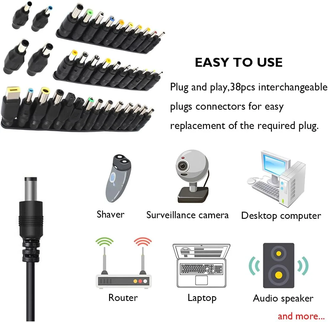 آداپتور کانکتور DC یونیورسال، مجموعه 38 عددی نوک DC 5.5 x 2.1 میلیمتری، سوکت برق سازگار برای Dell Toshiba Lenovo Thinkpad Asus Acer آداپتور کانکتور DC یونیورسال، مجموعه 38 عددی نوک DC 5.5 x 2.1 میلیمتری، سوکت برق سازگار برای Dell Toshiba Lenovo Thinkpad Asus Acer