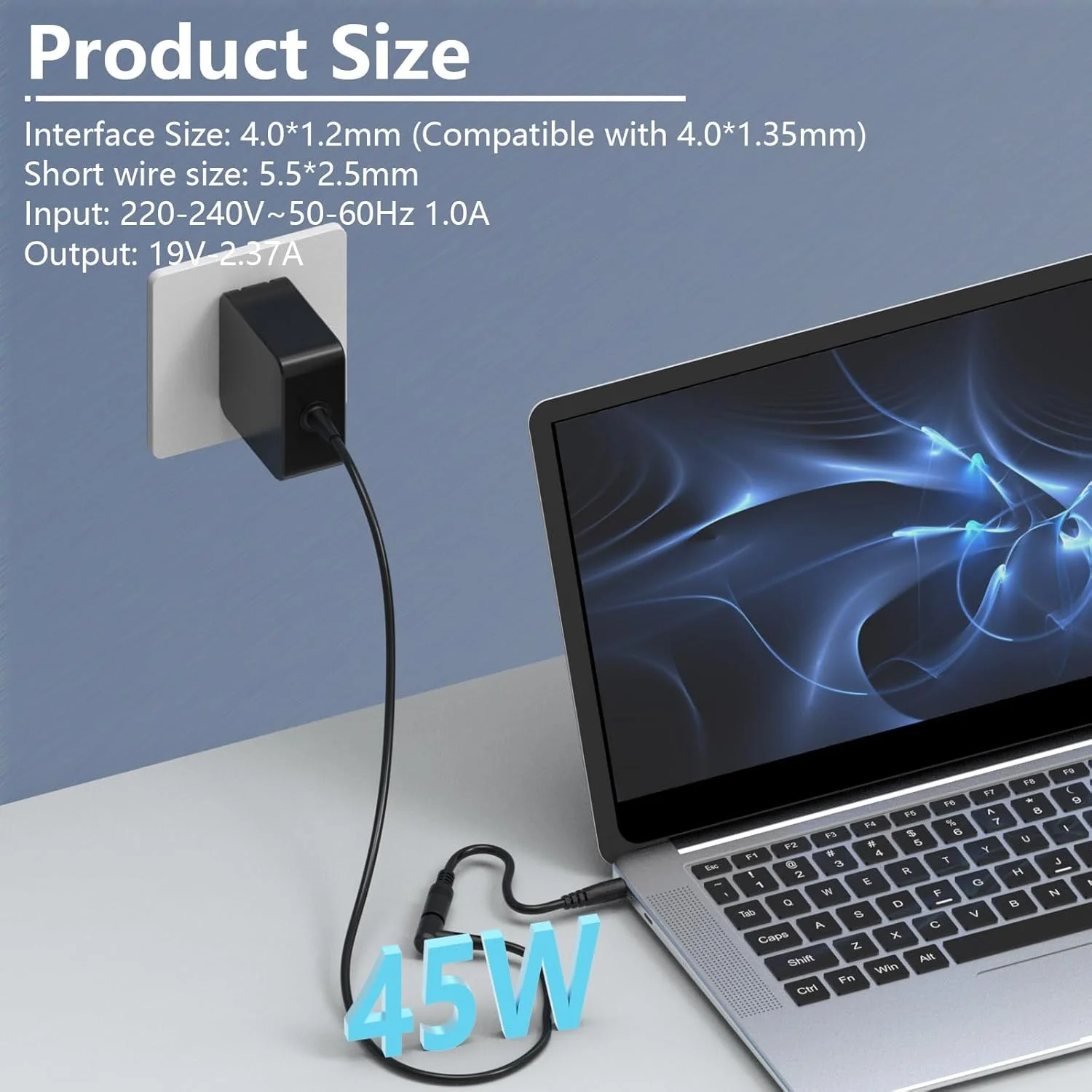 شارژر لپ تاپ 45 واتی سازگار با ایسوس ZenBook E510 E510M E510MA E410 E410M E410MA L510 L510M L510MA L210 L210M L210MA UX330 UX305 X512 Vivobook F510 F512 F512J سیم برق کامپیوتر