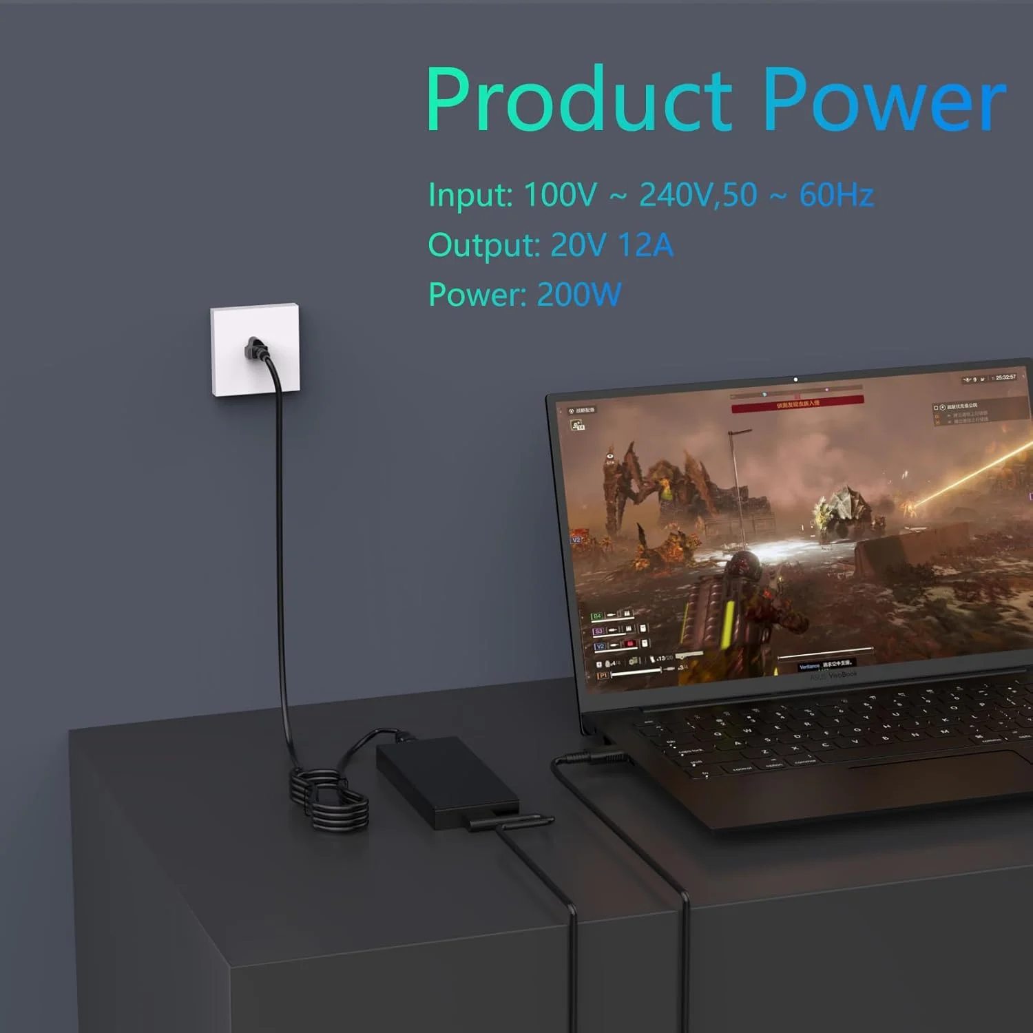 شارژر لپ تاپ 200 واتی سازگار با ASUS Zephyrus G16 G14 GA605 gu605 gu605m FA401WV TUF Gaming A14 A16 2024 2025 ROG ProArt P16 H7606 H7606WI ADP-200JB K