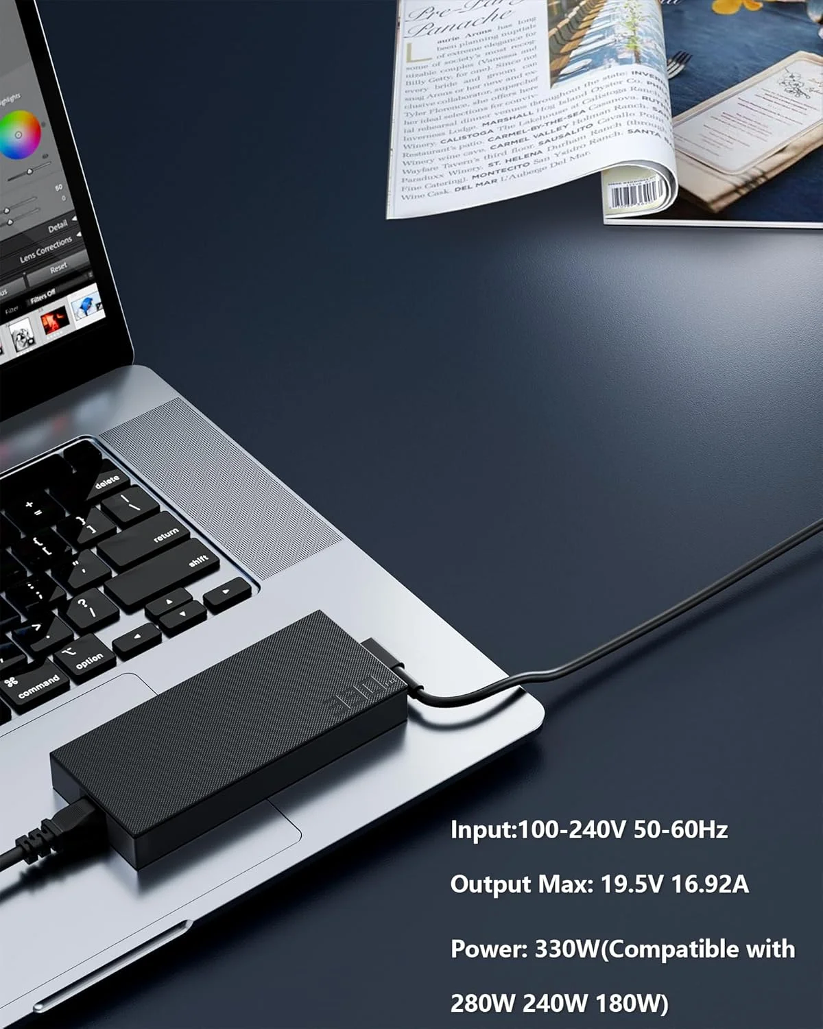 شارژر لپ تاپ 330 واتی سازگار با ASUS ROG Strix Scar 18 G834 17 16 G634 2024 G18 G16 G17 G15 G733 G814 Zephyrus Duo 16 & G18/G733/G634 a22-330p1a