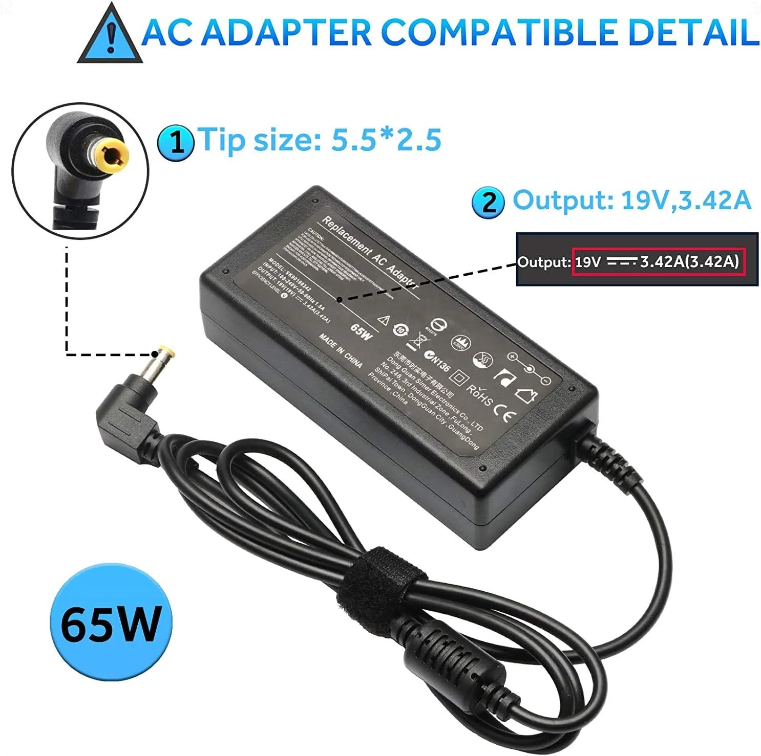 آداپتور شارژر برای ایسوس Q400A, Q400A-BHI7N03, Q500A, Q500A-BHI5N01; Q500A-BHI7T05, S300Ca, S400Ca, S400Ca-Ca002h; S400Ca-Ca004h, S400Ca-Ca010h, S400Ca-Ca020h