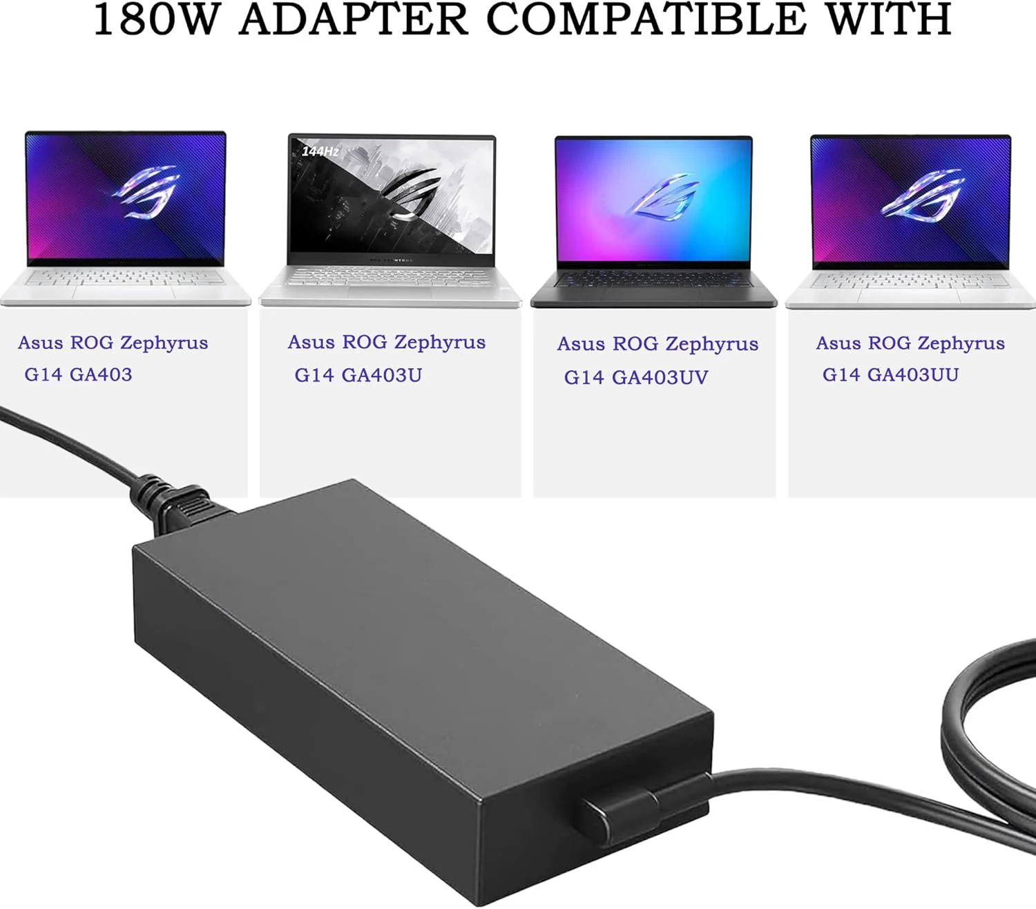 آداپتور 180 وات 20 ولت 9 آمپر برای ایسوس ROG Zephyrus G14 2024 GA403 GA403U GA403UI GA403UV GA403UU GA403UI-G14.R94070 GA403UV-G14.R94060 GA403UU-R74050 ADP-180TB K شارژر لپ تاپ گیمینگ (مستطیل)